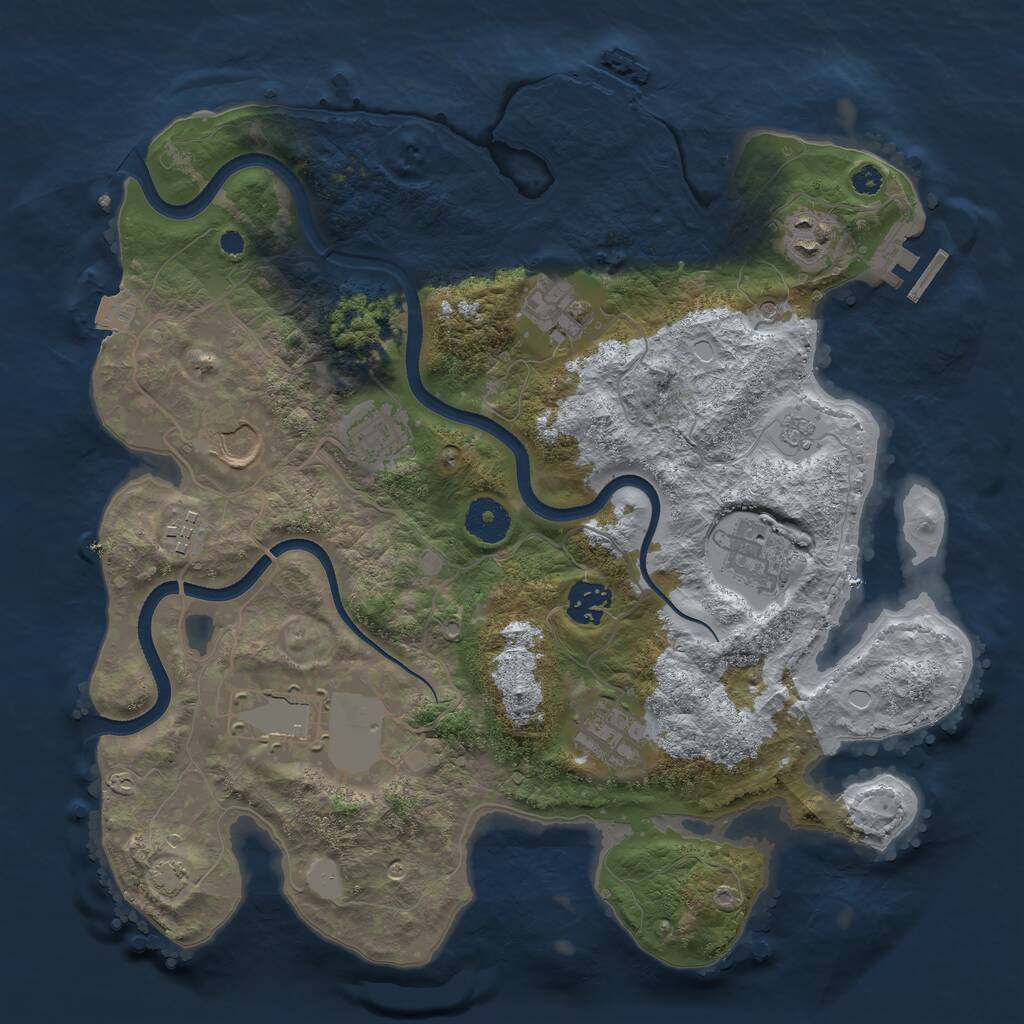 Rust Map: Procedural Map, Size: 3500, Seed: 1303641554, 15 Monuments