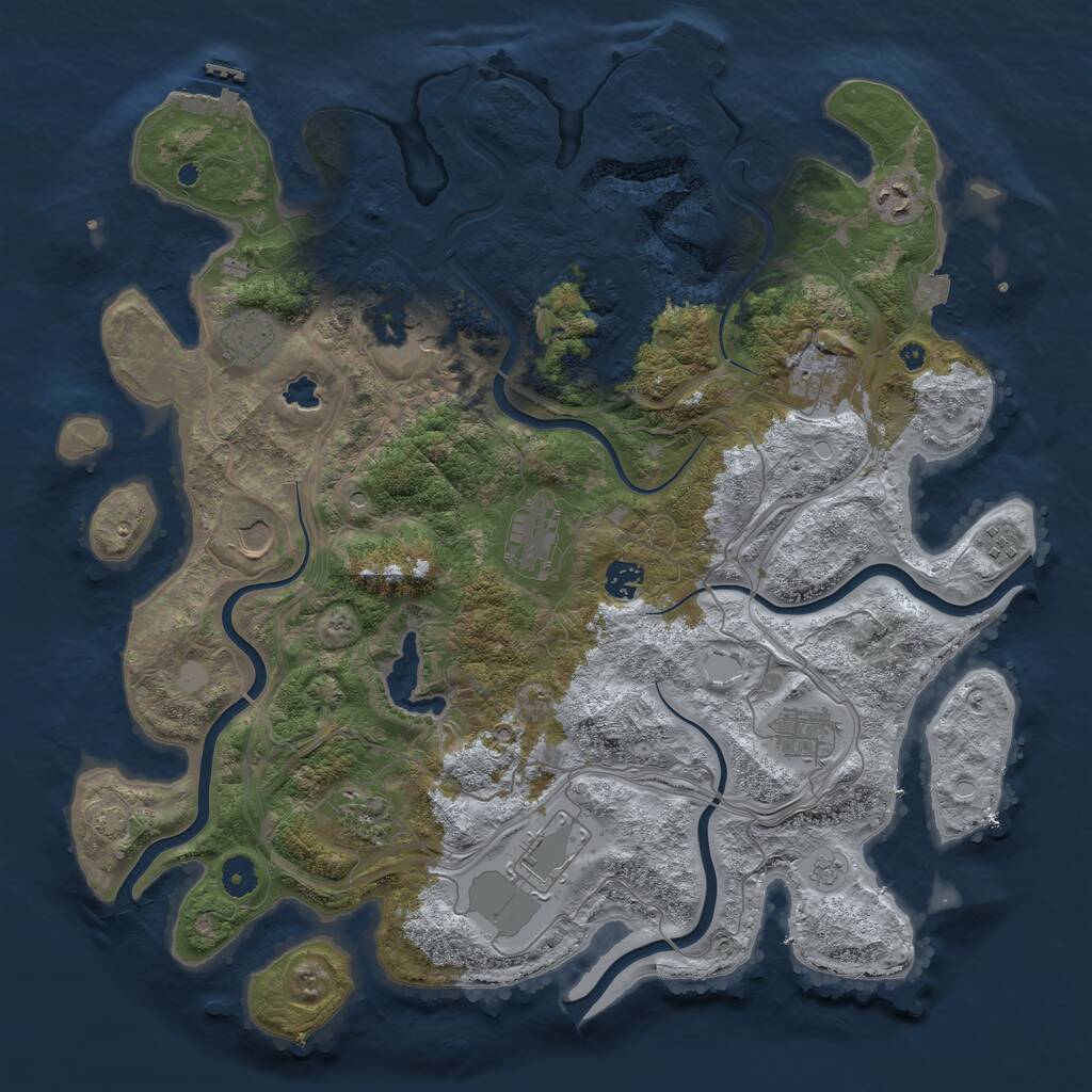 Rust Map: Procedural Map, Size: 4270, Seed: 1136447031, 17 Monuments