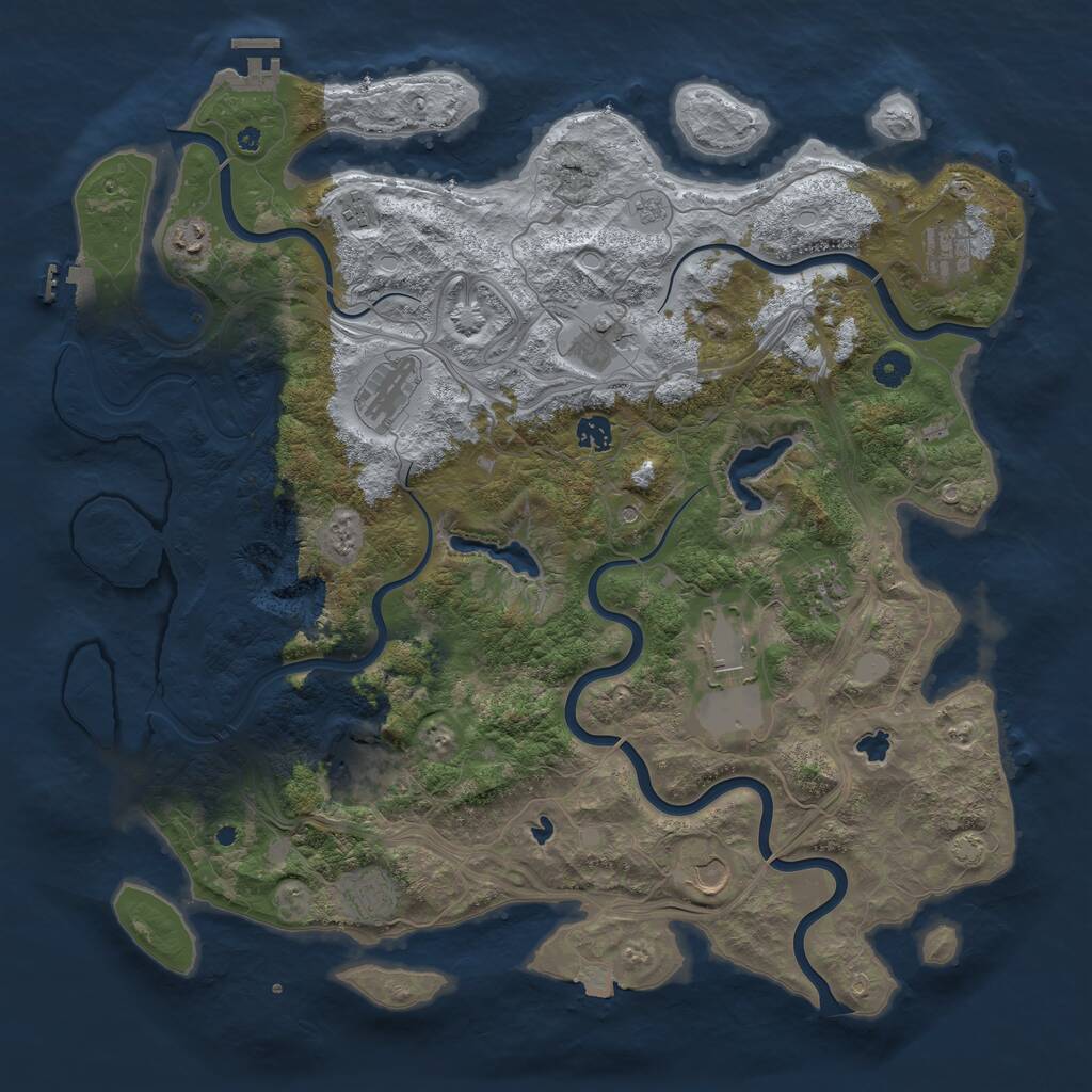 Rust Map: Procedural Map, Size: 4500, Seed: 599312, 17 Monuments