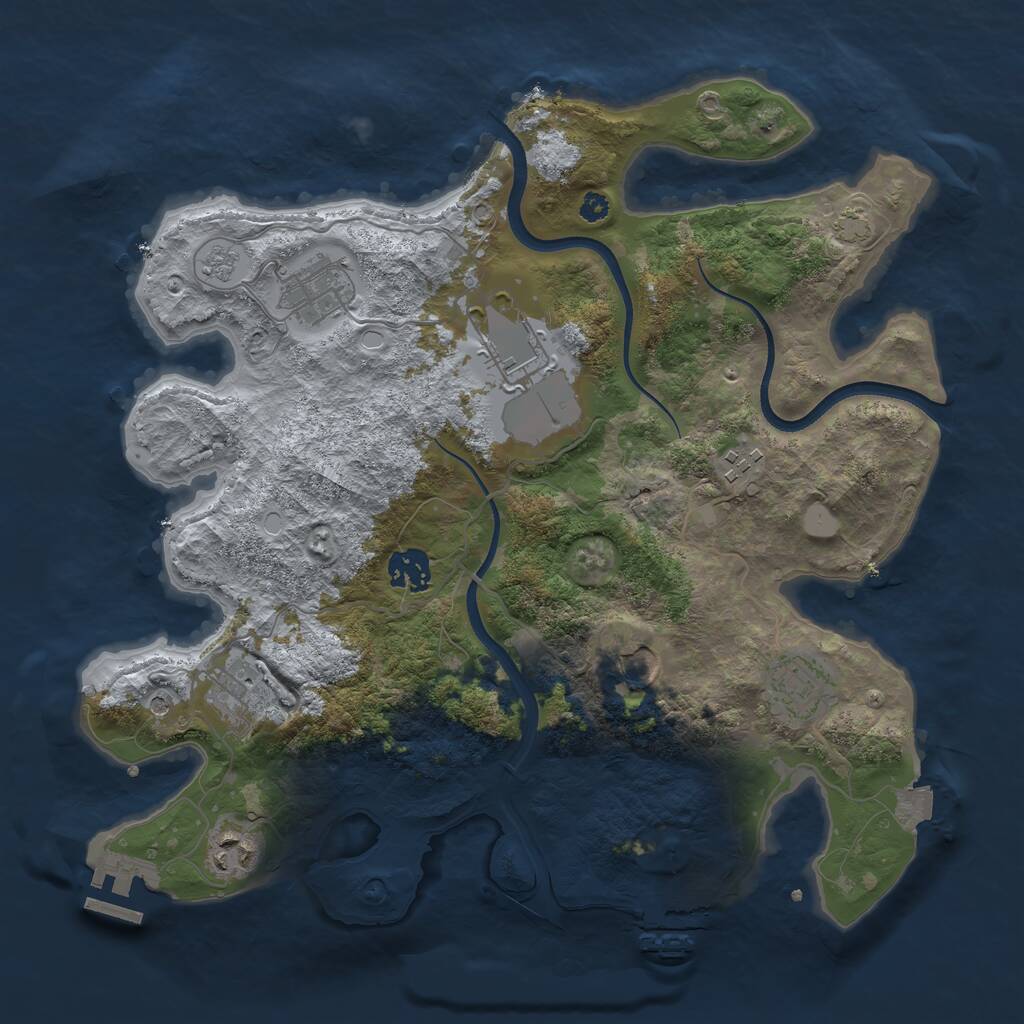 Rust Map: Procedural Map, Size: 3500, Seed: 522646599, 14 Monuments