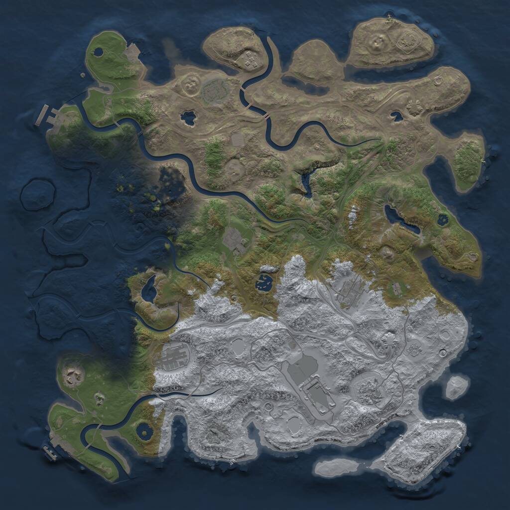 Rust Map: Procedural Map, Size: 4500, Seed: 1008211593, 16 Monuments