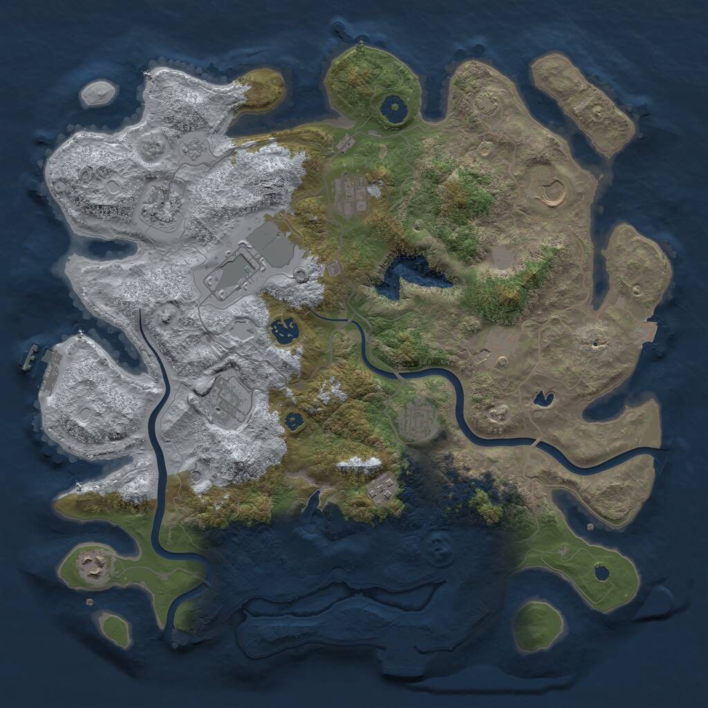 Rust Map: Procedural Map, Size: 4000, Seed: 981907749, 16 Monuments