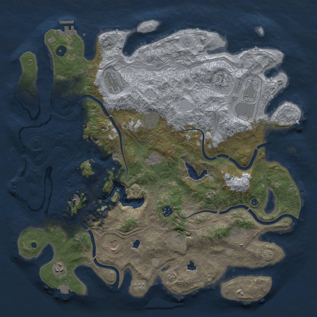 Rust Map: Procedural Map, Size: 4500, Seed: 683327, 17 Monuments