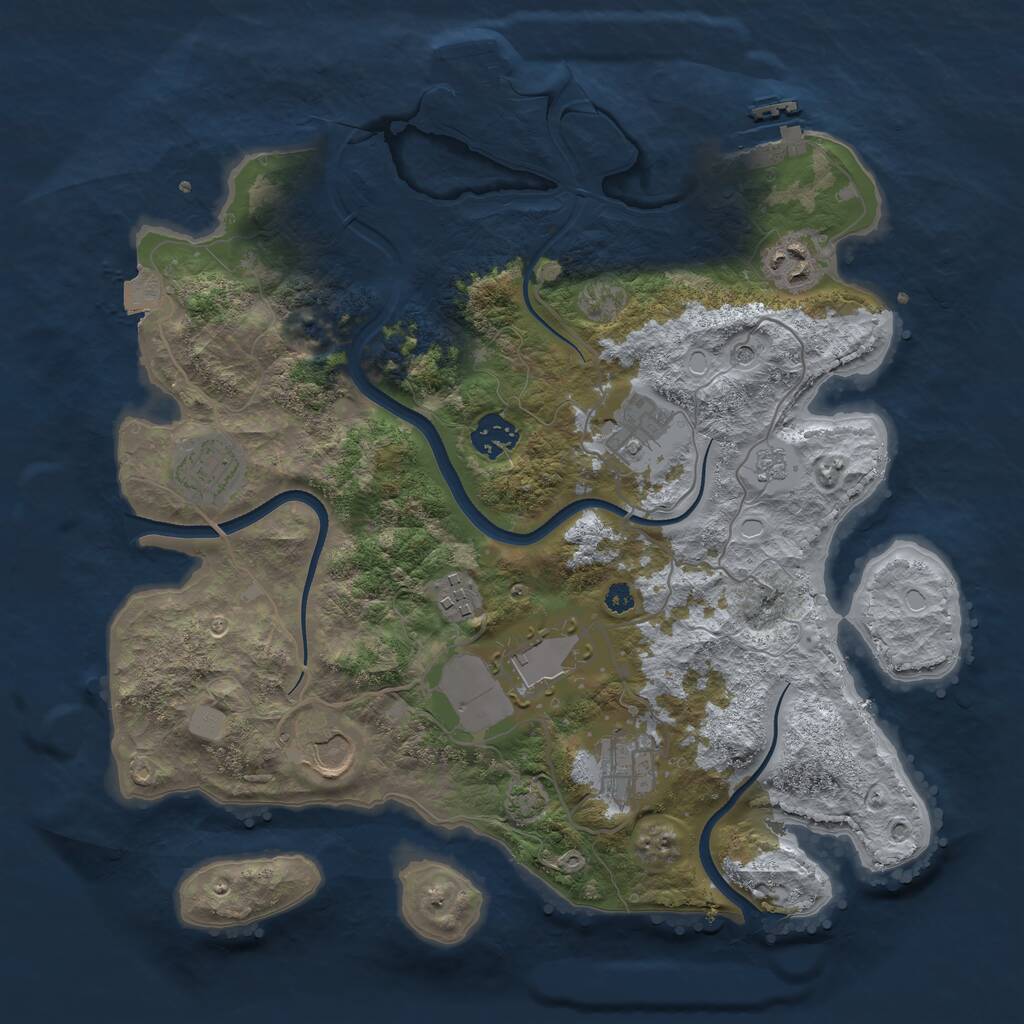 Rust Map: Procedural Map, Size: 3500, Seed: 11112, 14 Monuments
