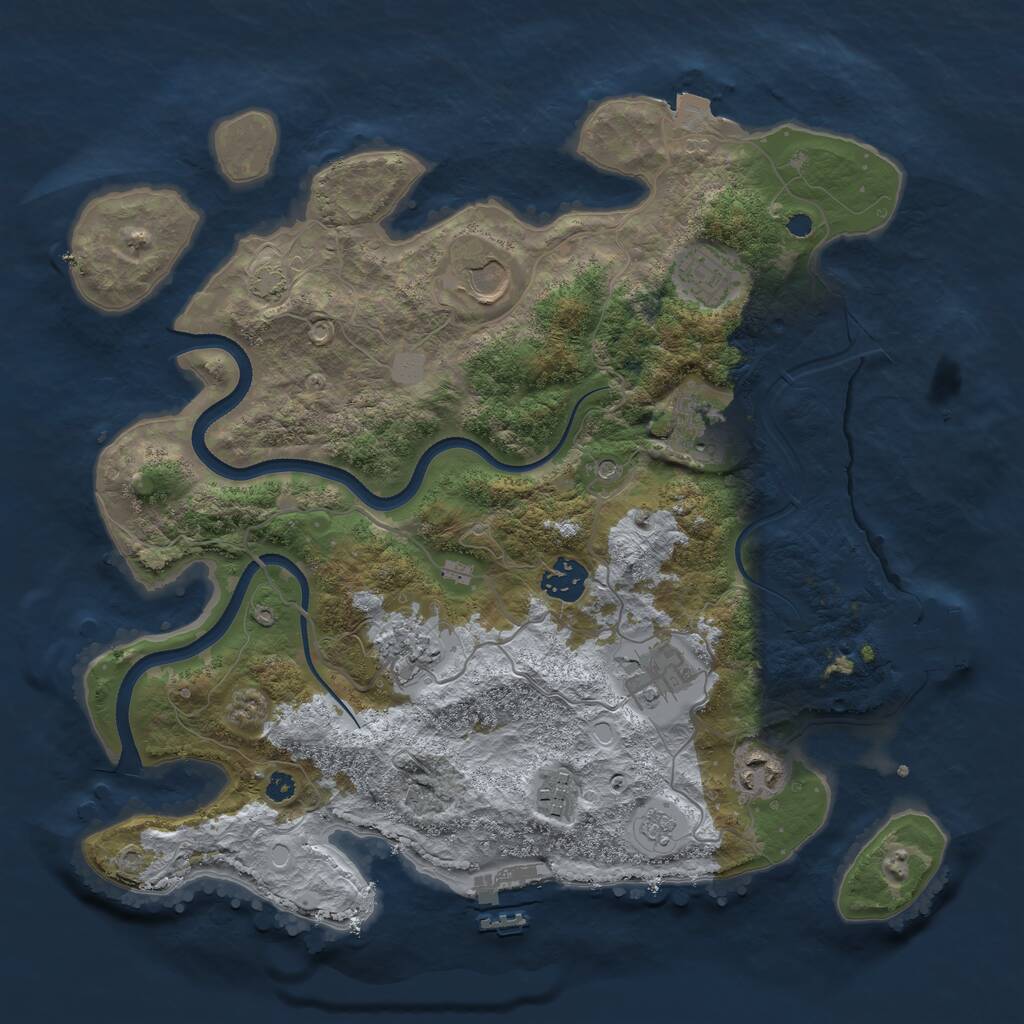 Rust Map: Procedural Map, Size: 3500, Seed: 378950139, 14 Monuments