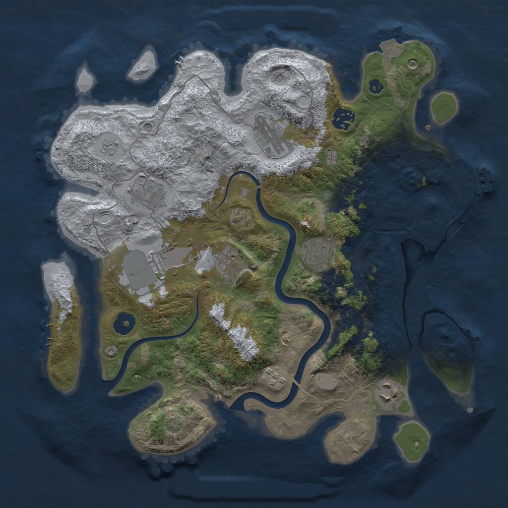 Rust Map: Procedural Map, Size: 3500, Seed: 1829216226, 13 Monuments