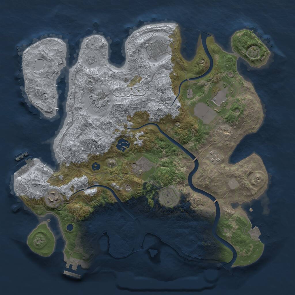 Rust Map: Procedural Map, Size: 3500, Seed: 33382555, 14 Monuments