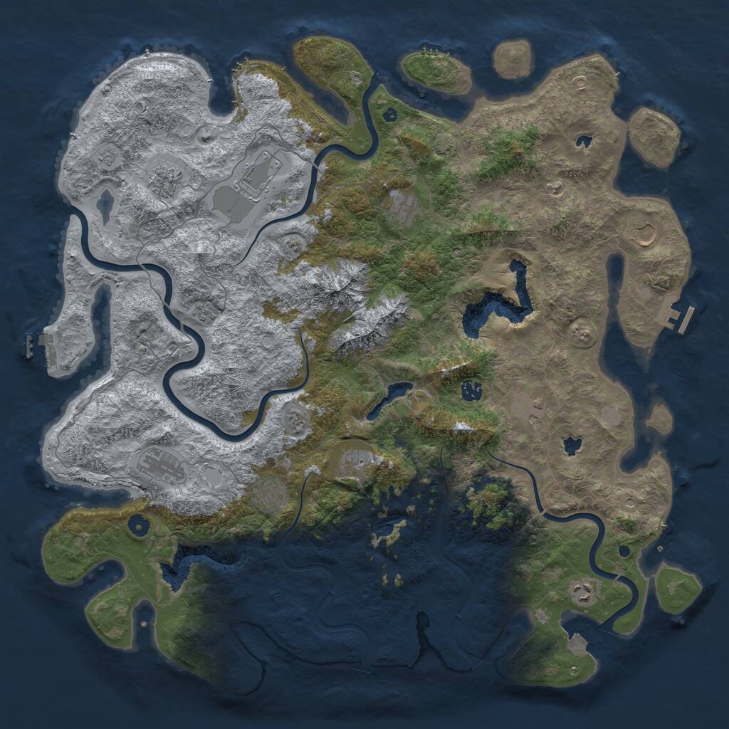 Rust Map: Procedural Map, Size: 5000, Seed: 317386, 17 Monuments