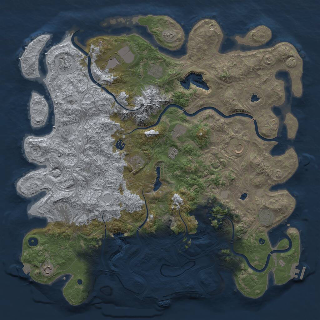 Rust Map: Procedural Map, Size: 5000, Seed: 220357, 17 Monuments