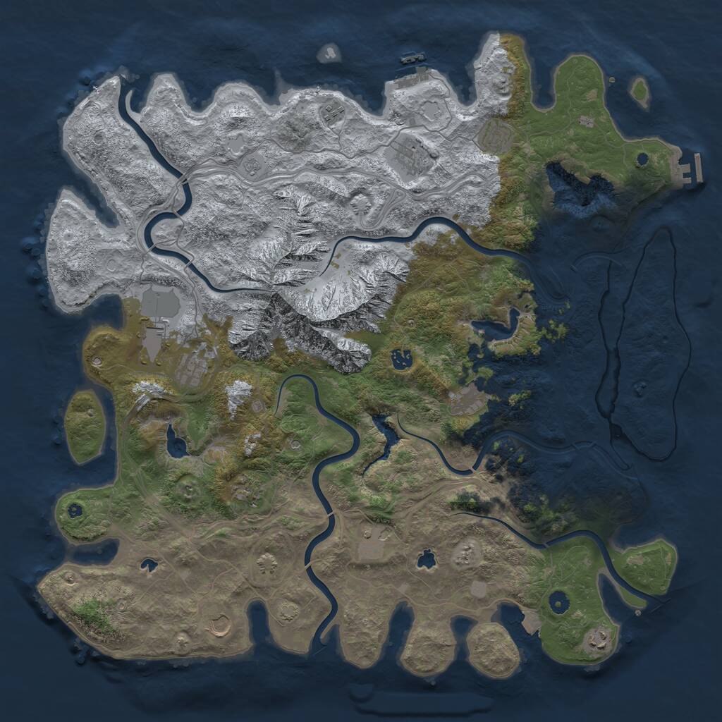 Rust Map: Procedural Map, Size: 5000, Seed: 821460, 17 Monuments