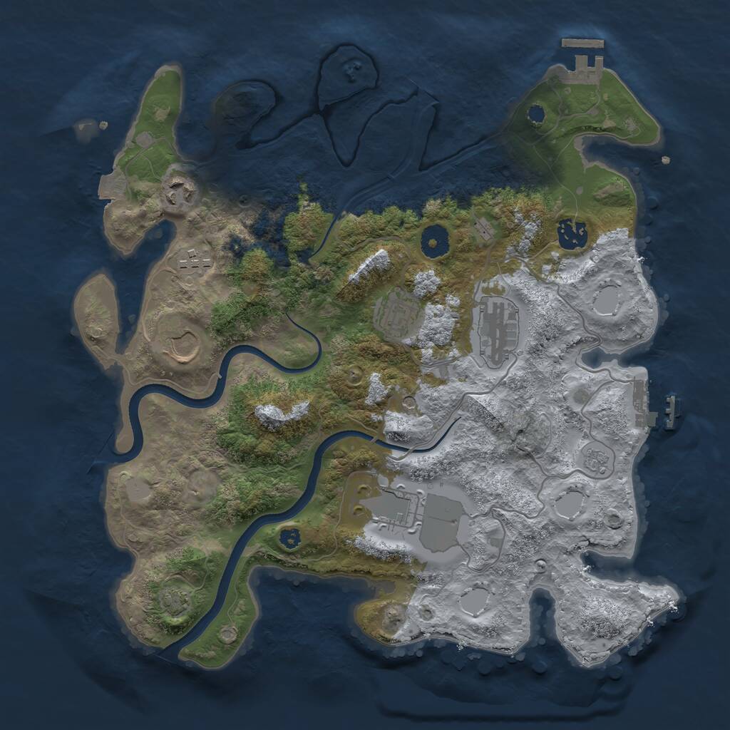 Rust Map: Procedural Map, Size: 3500, Seed: 107858141, 13 Monuments