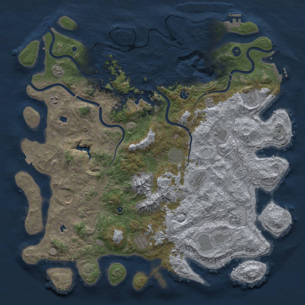 Rust Map: Procedural Map, Size: 5000, Seed: 103042, 17 Monuments