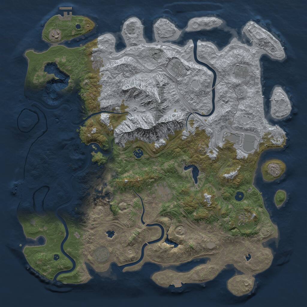 Rust Map: Procedural Map, Size: 5000, Seed: 1863260772, 17 Monuments