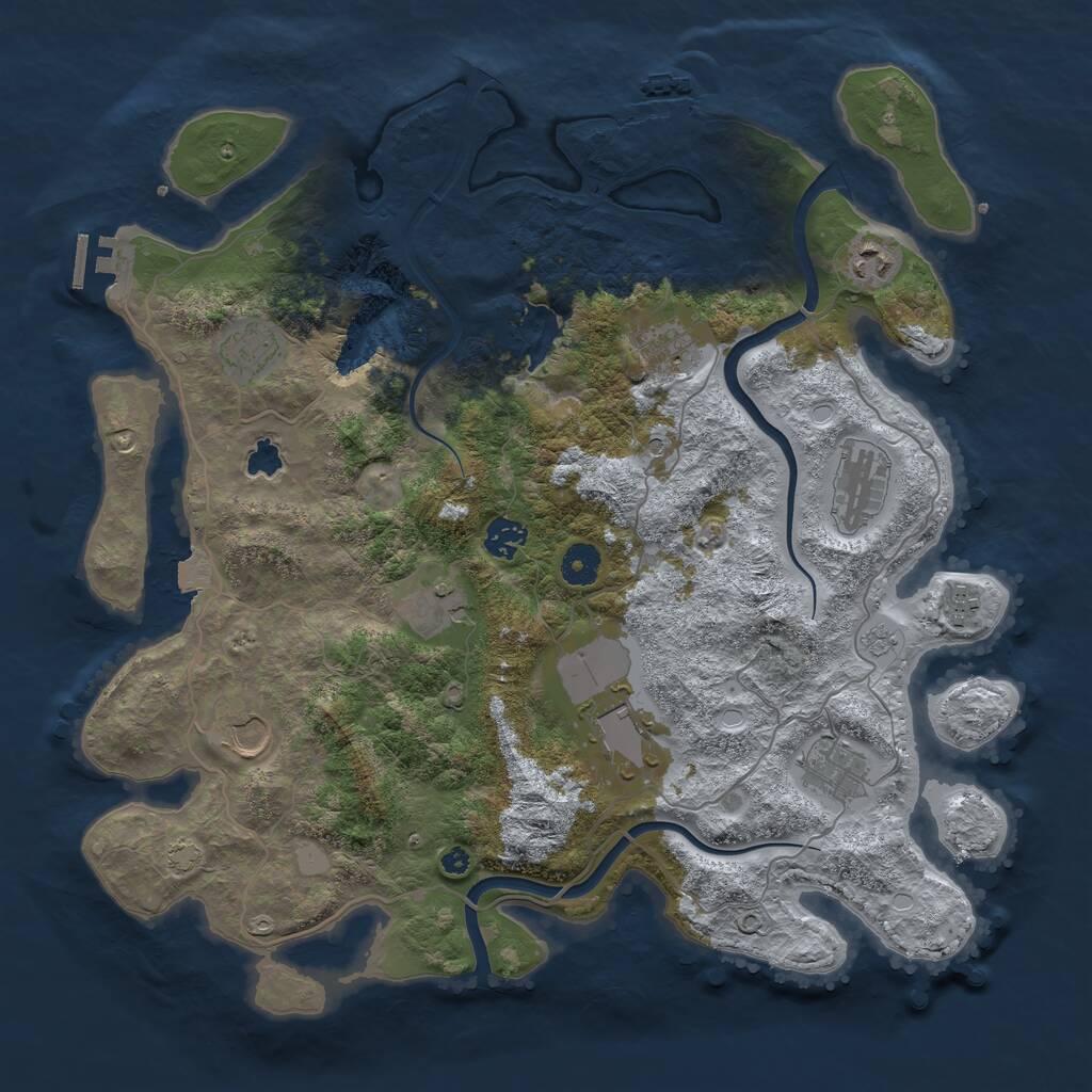 Rust Map: Procedural Map, Size: 4000, Seed: 380104, 16 Monuments
