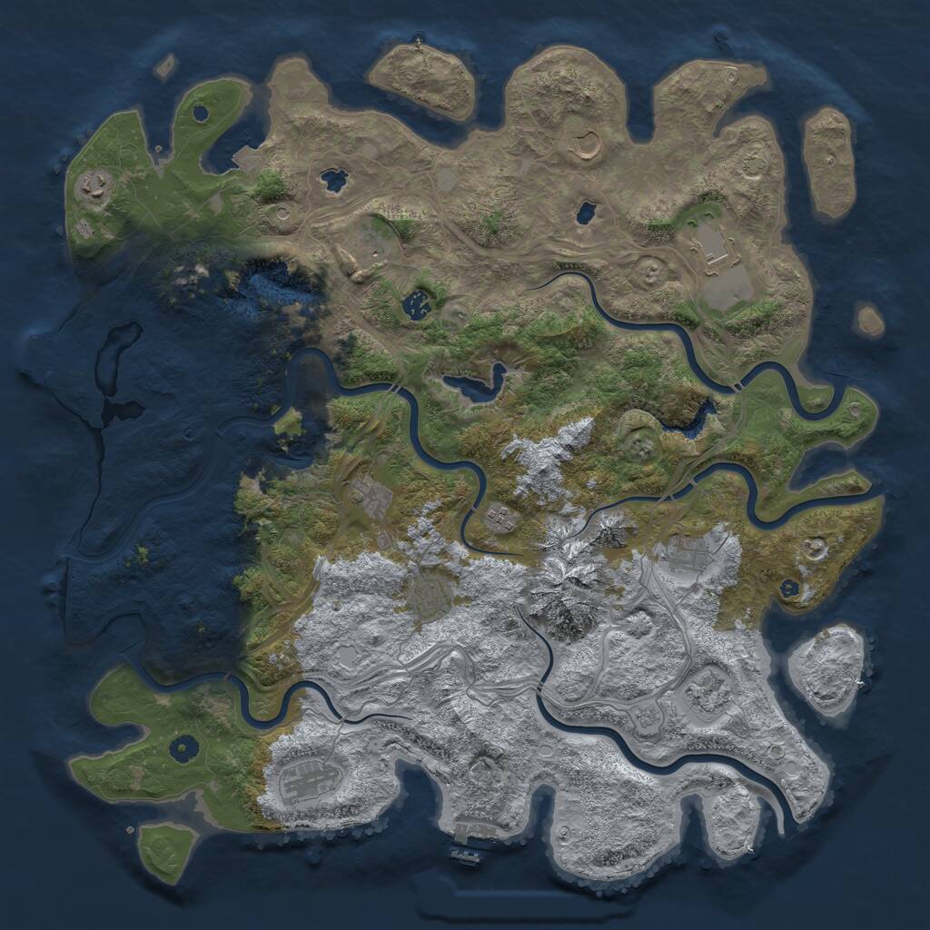 Rust Map: Procedural Map, Size: 5000, Seed: 501719, 17 Monuments