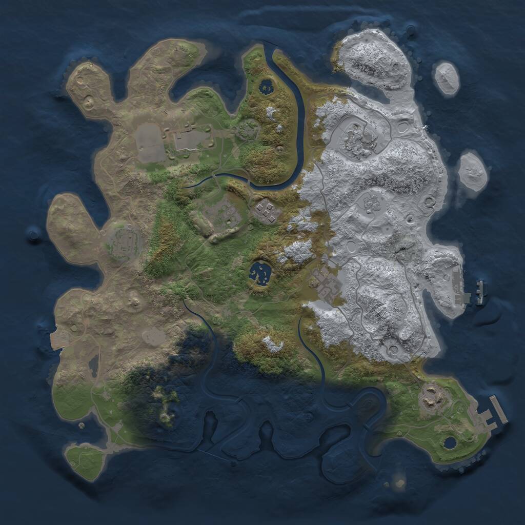 Rust Map: Procedural Map, Size: 3500, Seed: 525768, 14 Monuments