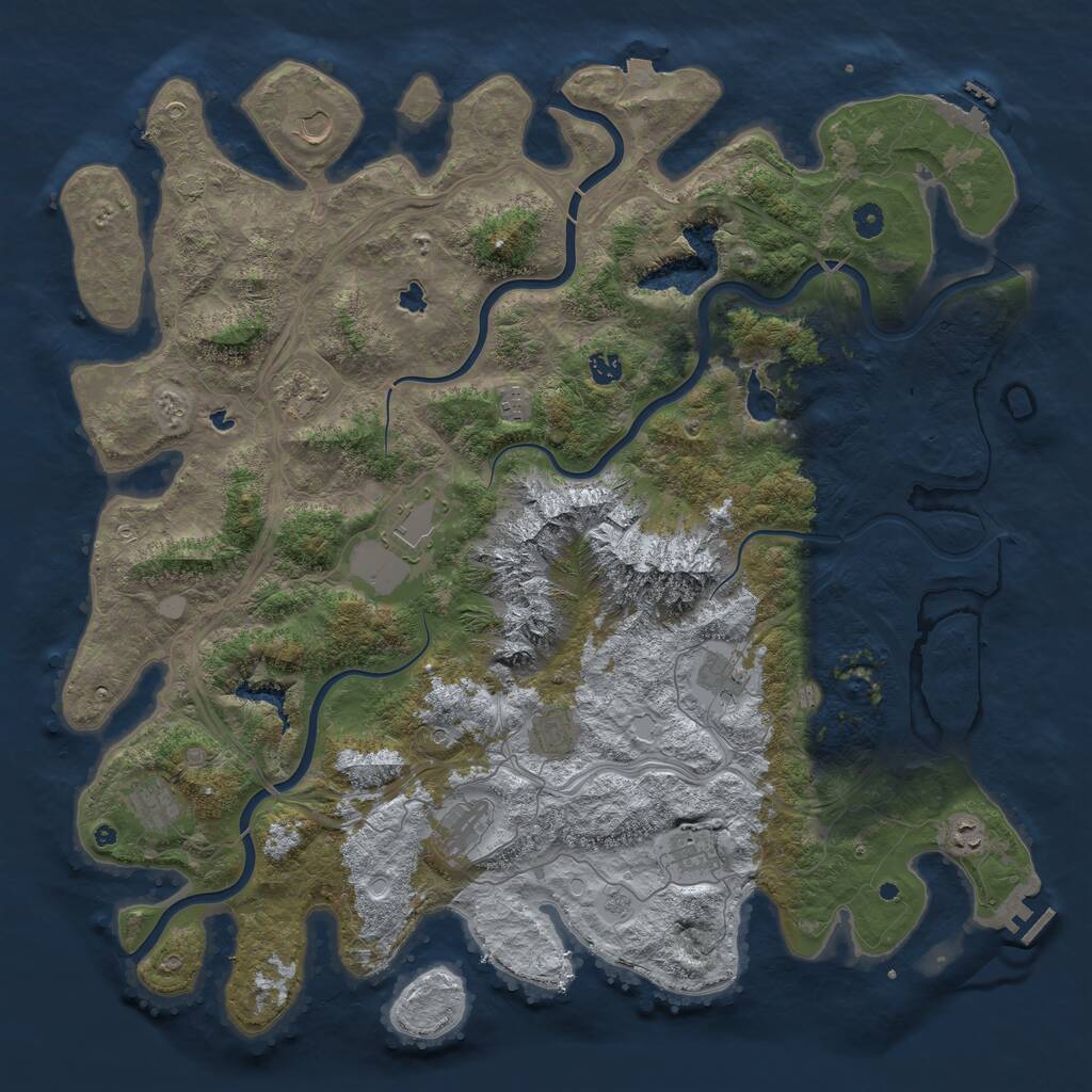 Rust Map: Procedural Map, Size: 5000, Seed: 231054, 17 Monuments