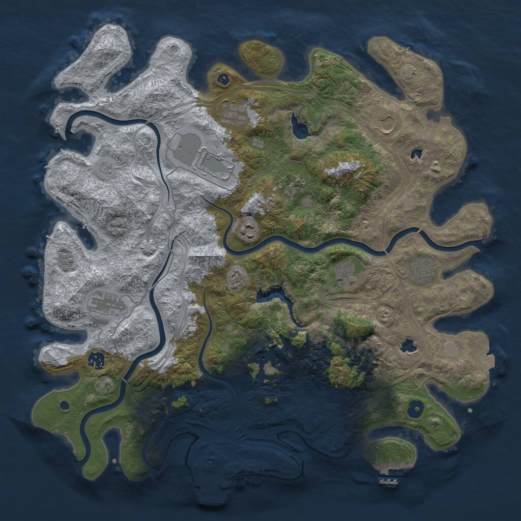 Rust Map: Procedural Map, Size: 4500, Seed: 606220, 17 Monuments