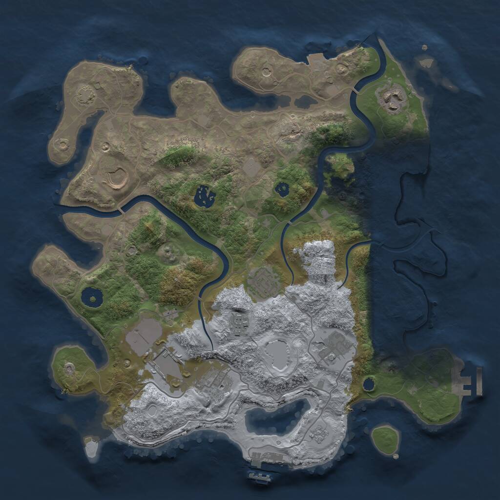 Rust Map: Procedural Map, Size: 3500, Seed: 983308, 14 Monuments