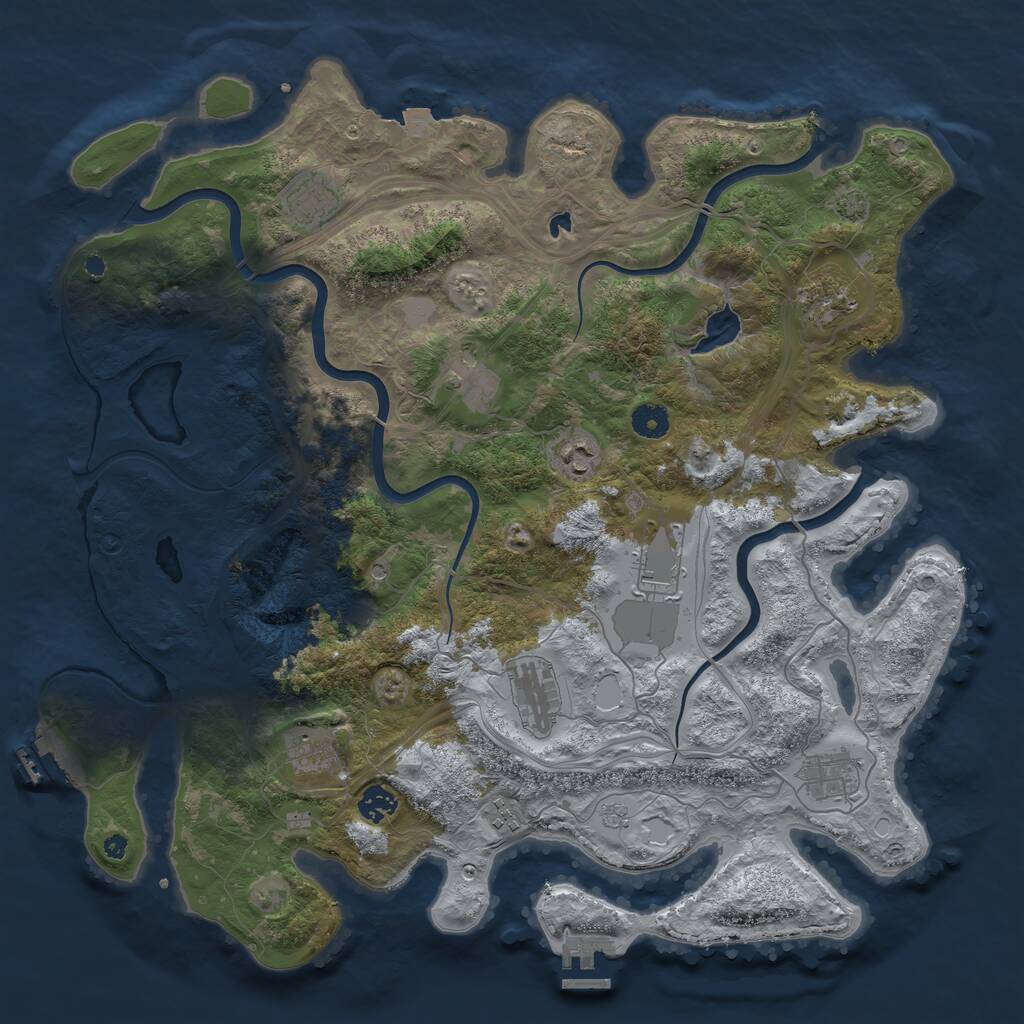 Rust Map: Procedural Map, Size: 4250, Seed: 670071, 16 Monuments