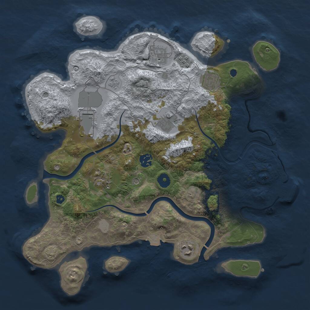 Rust Map: Procedural Map, Size: 3500, Seed: 590332, 13 Monuments