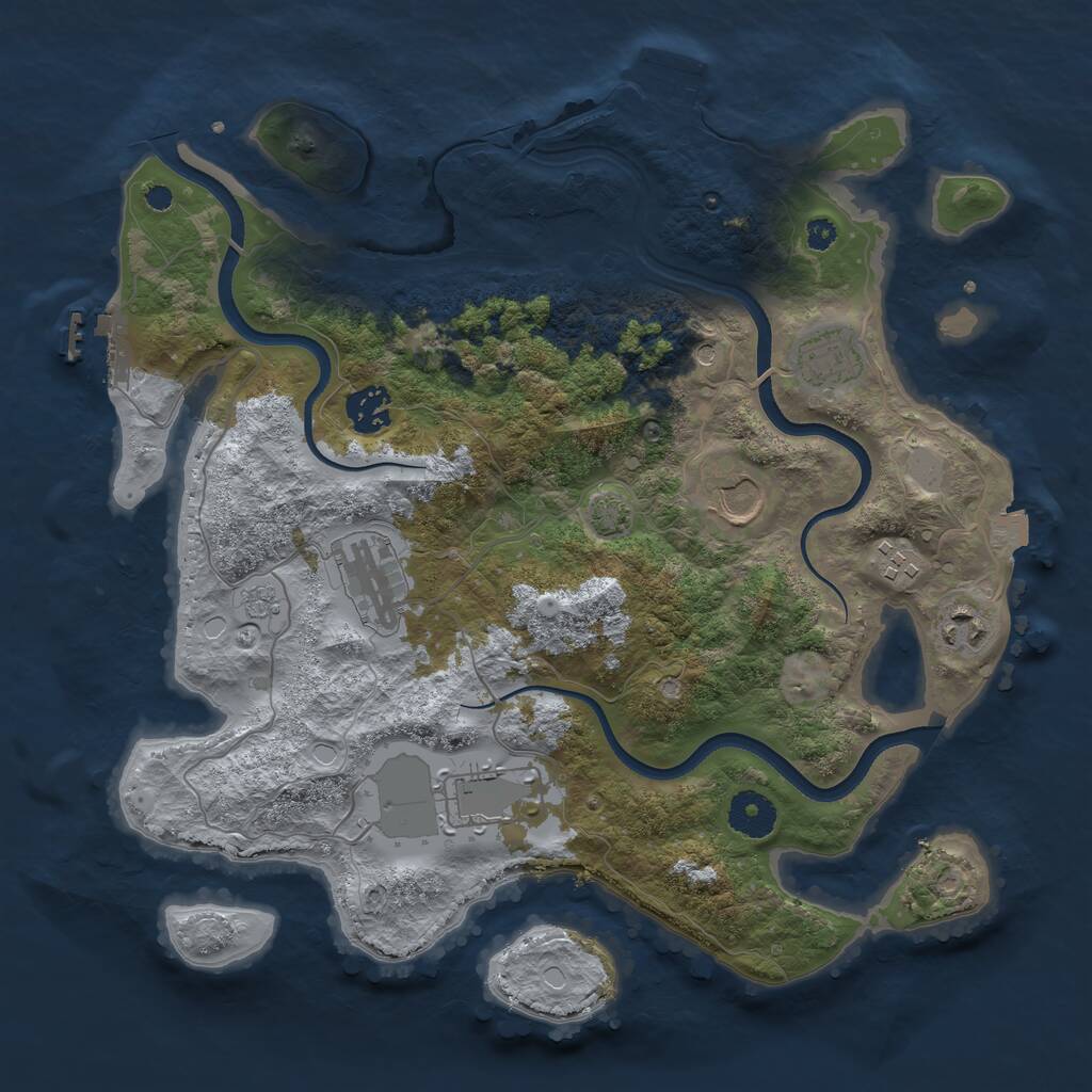 Rust Map: Procedural Map, Size: 3500, Seed: 584868, 13 Monuments