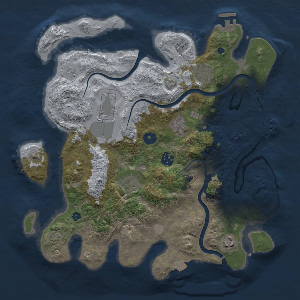 Rust Map: Procedural Map, Size: 3500, Seed: 221472, 13 Monuments