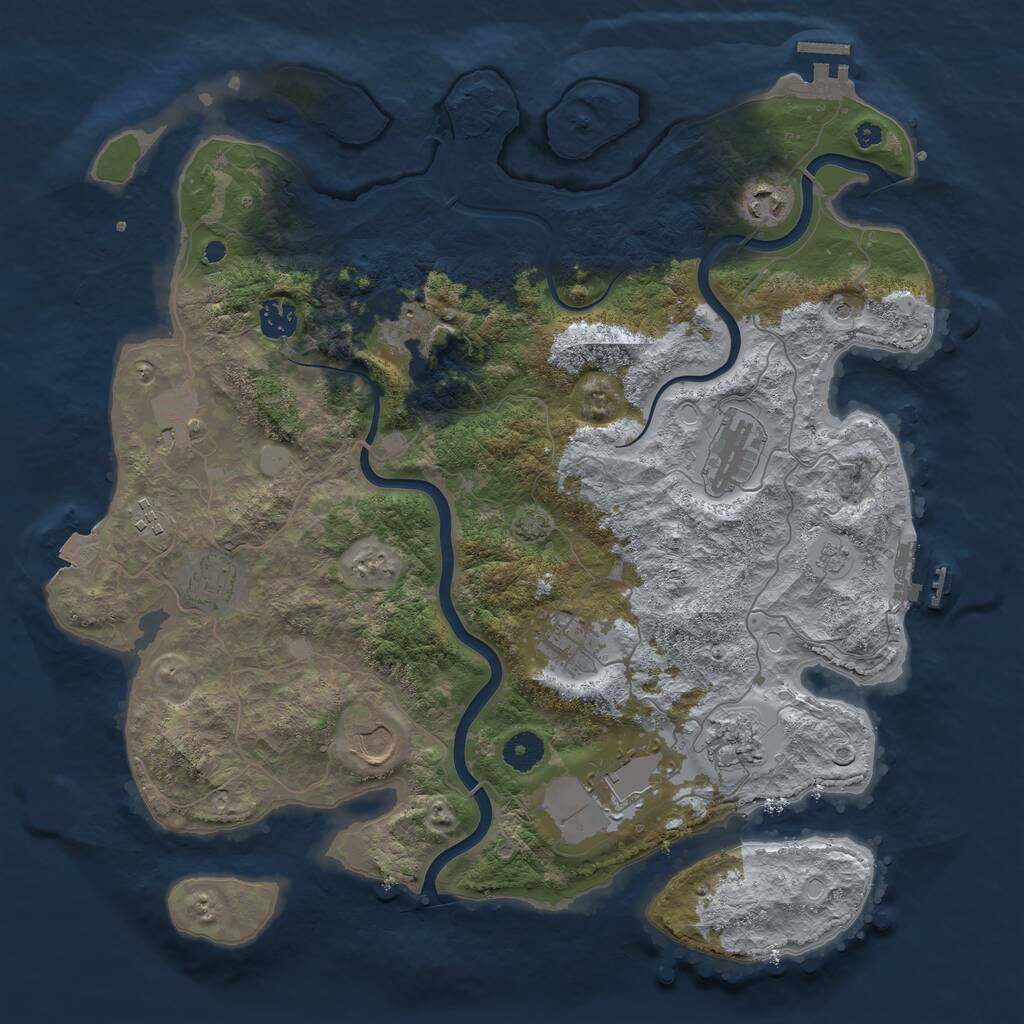 Rust Map: Procedural Map, Size: 3950, Seed: 1603809555, 17 Monuments
