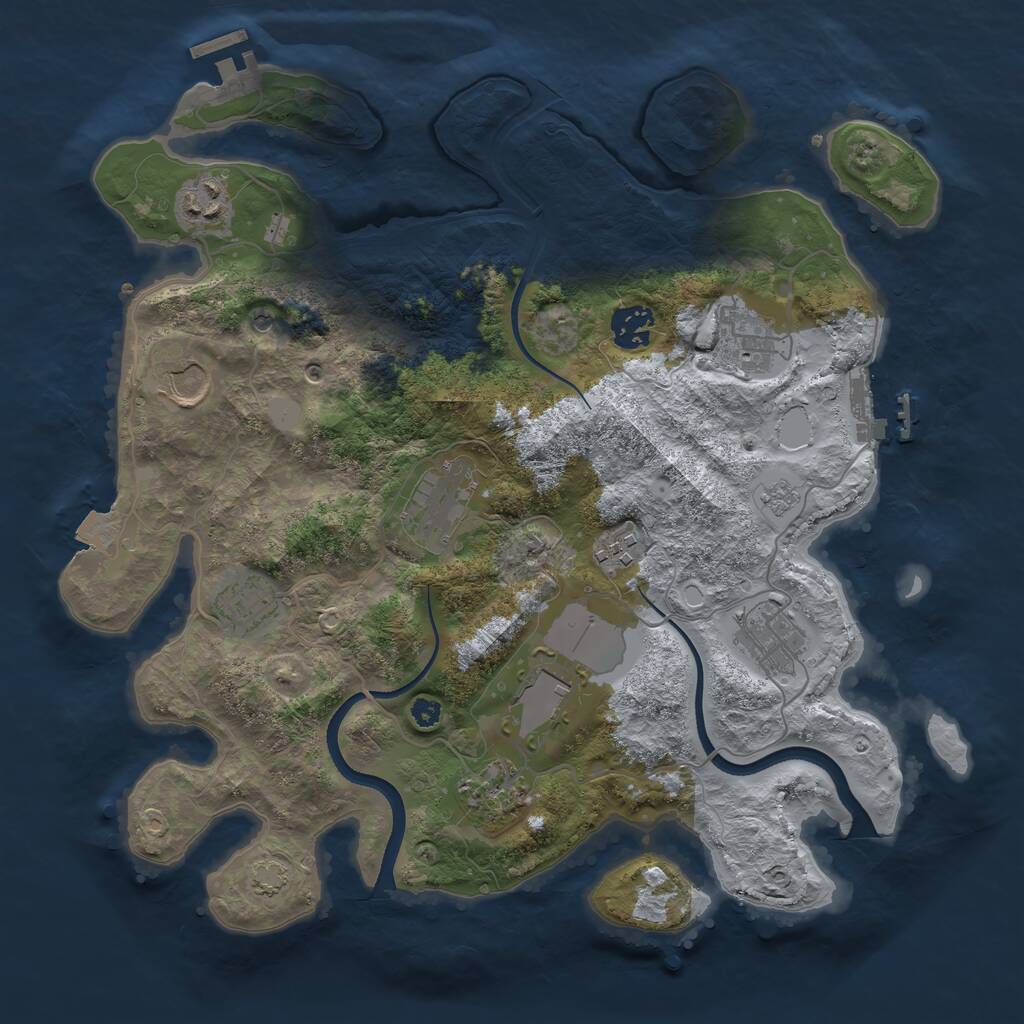 Rust Map: Procedural Map, Size: 3500, Seed: 765756, 16 Monuments