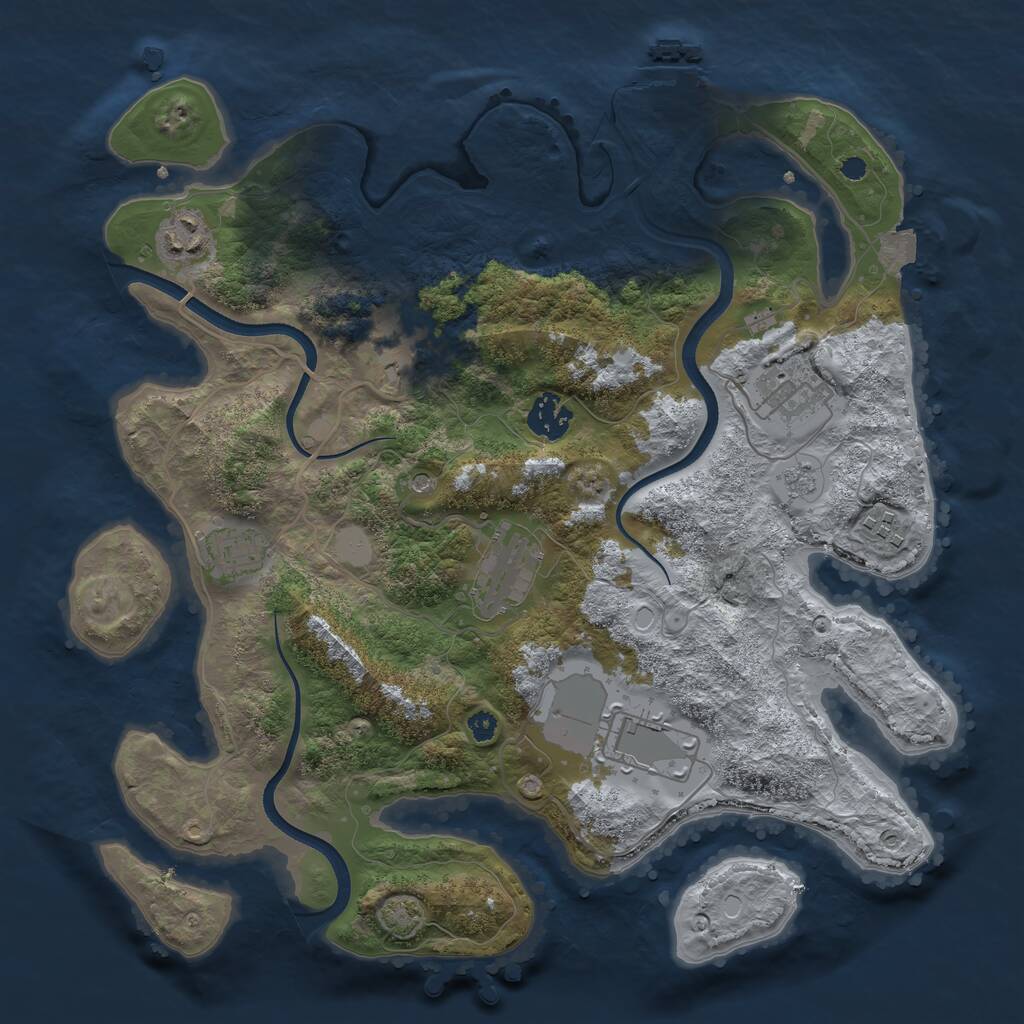 Rust Map: Procedural Map, Size: 3500, Seed: 656188, 13 Monuments