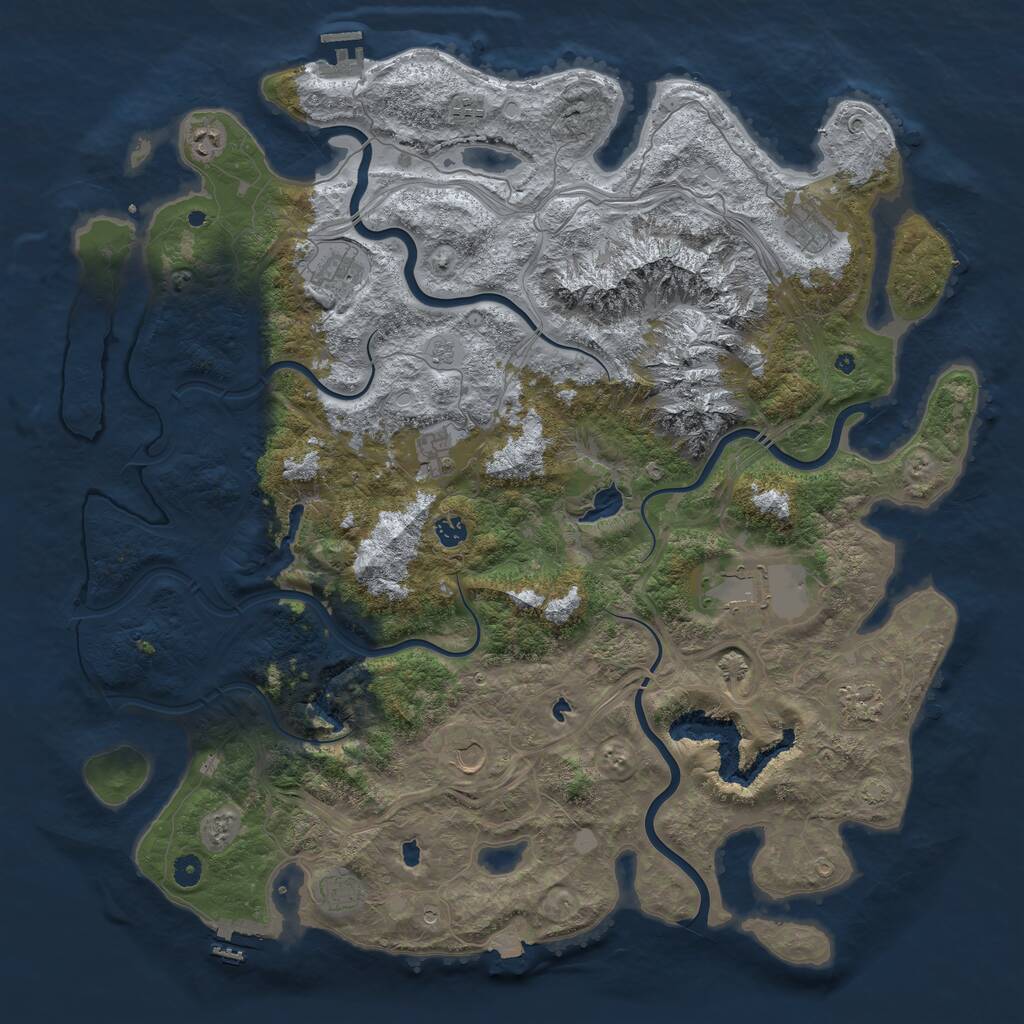 Rust Map: Procedural Map, Size: 5000, Seed: 826251, 16 Monuments