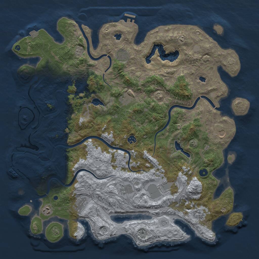 Rust Map: Procedural Map, Size: 4750, Seed: 668403, 16 Monuments