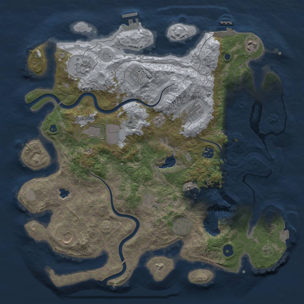 Rust Map: Procedural Map, Size: 4000, Seed: 933294, 16 Monuments