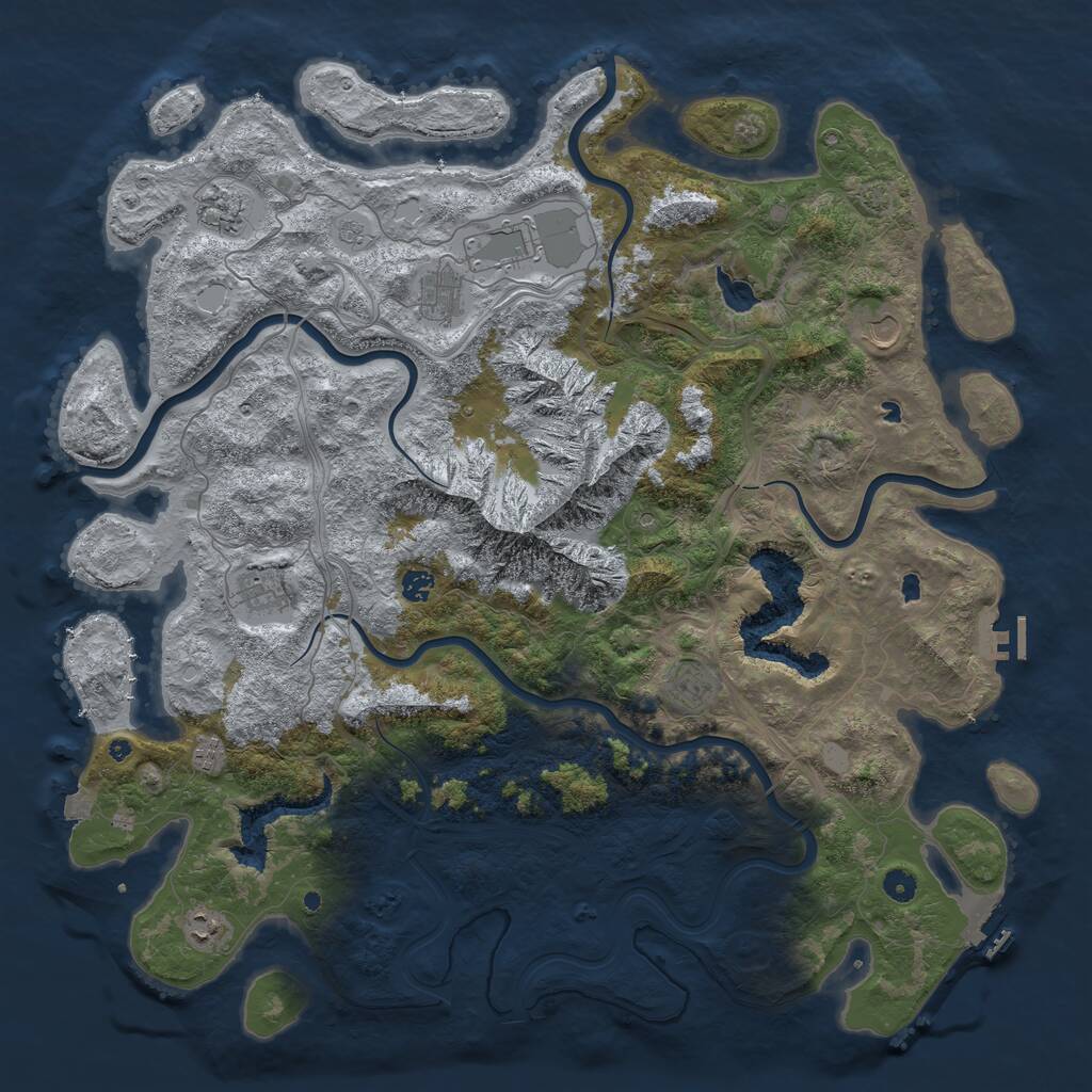 Rust Map: Procedural Map, Size: 5000, Seed: 225458, 15 Monuments
