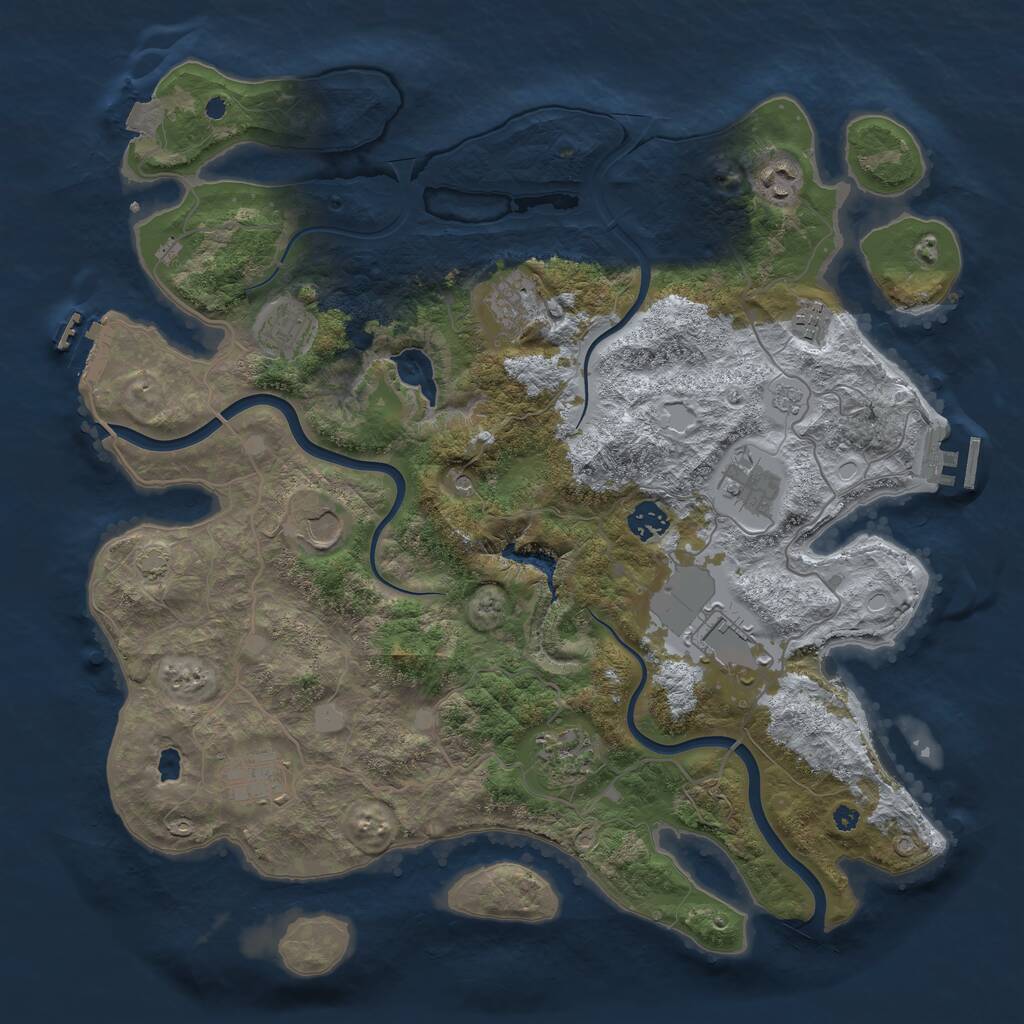 Rust Map: Procedural Map, Size: 4000, Seed: 381806, 16 Monuments
