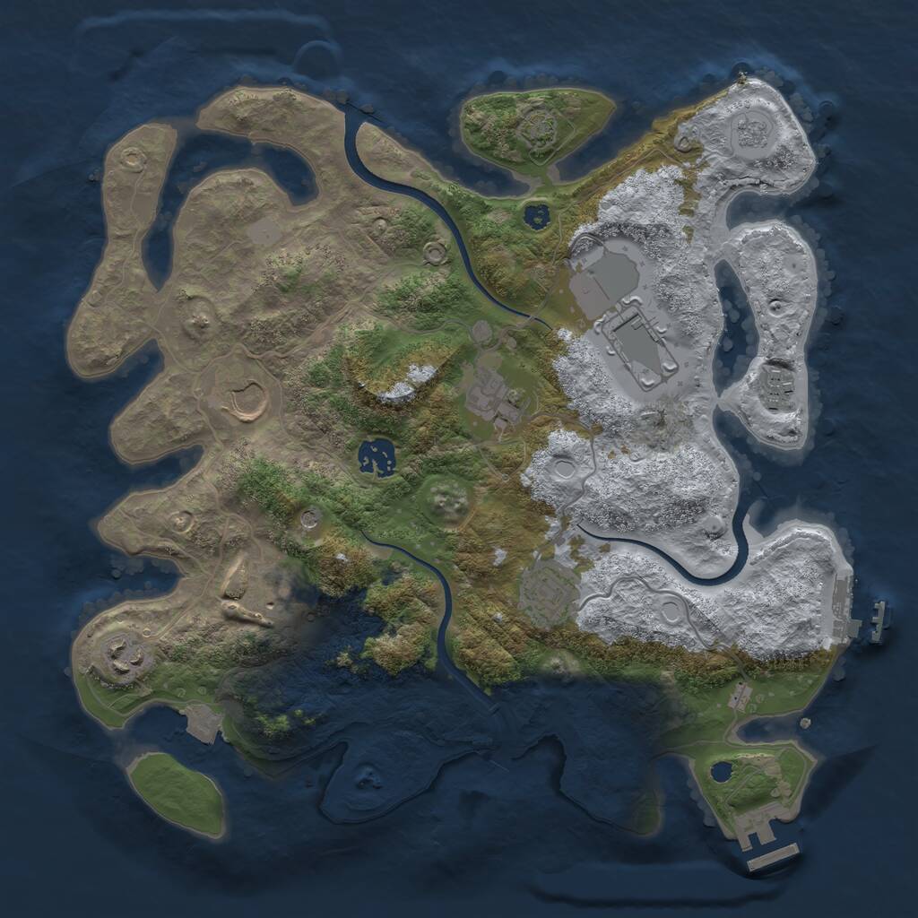 Rust Map: Procedural Map, Size: 3500, Seed: 343869, 14 Monuments