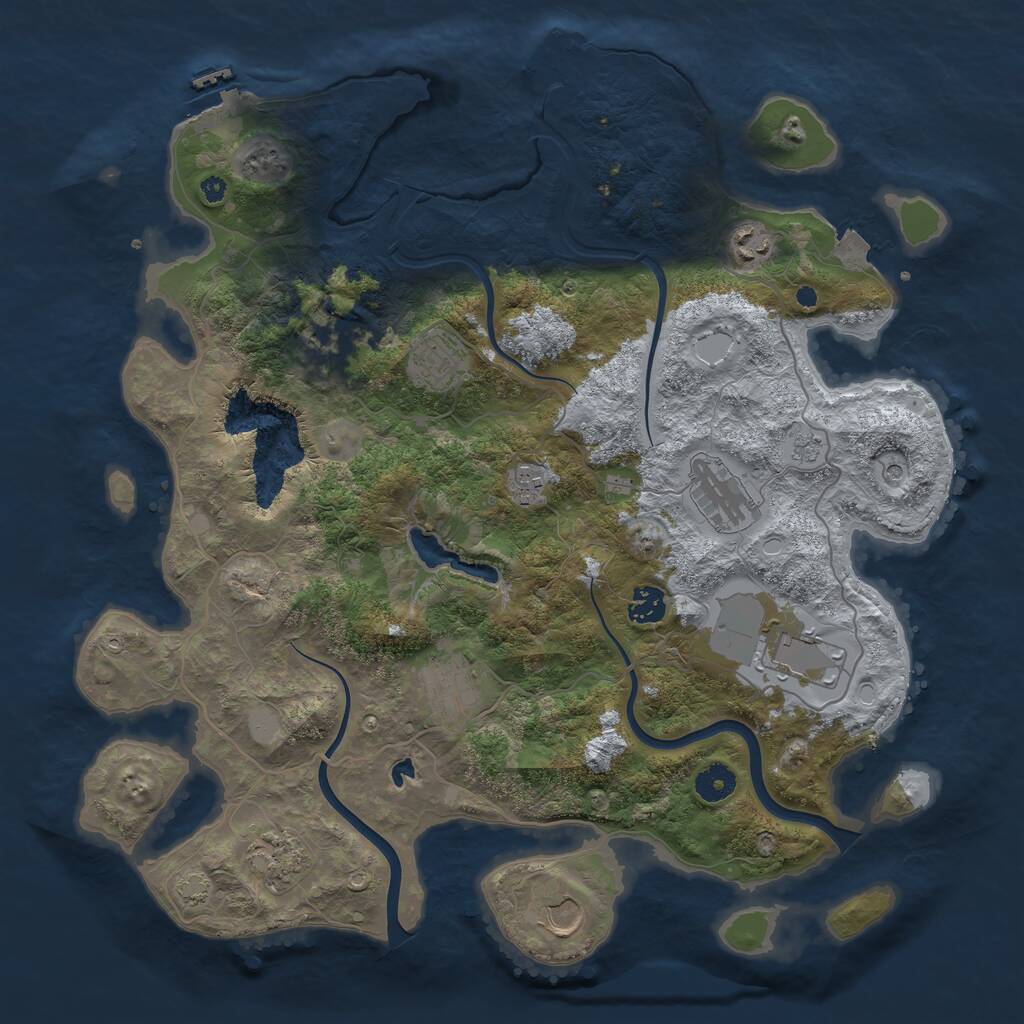 Rust Map: Procedural Map, Size: 4000, Seed: 323003, 16 Monuments