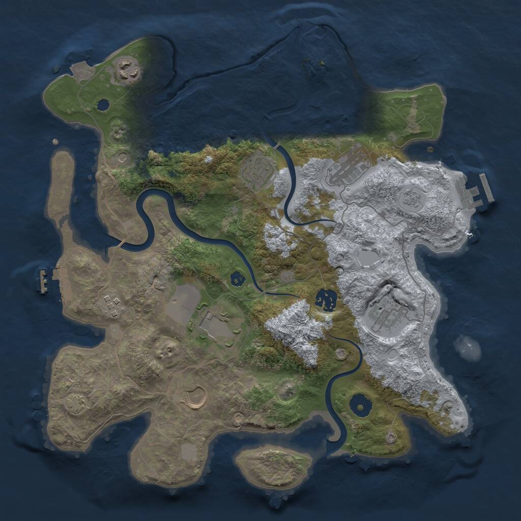 Rust Map: Procedural Map, Size: 3500, Seed: 451672417, 14 Monuments