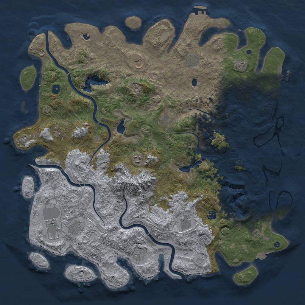 Rust Map: Procedural Map, Size: 5000, Seed: 351926, 17 Monuments