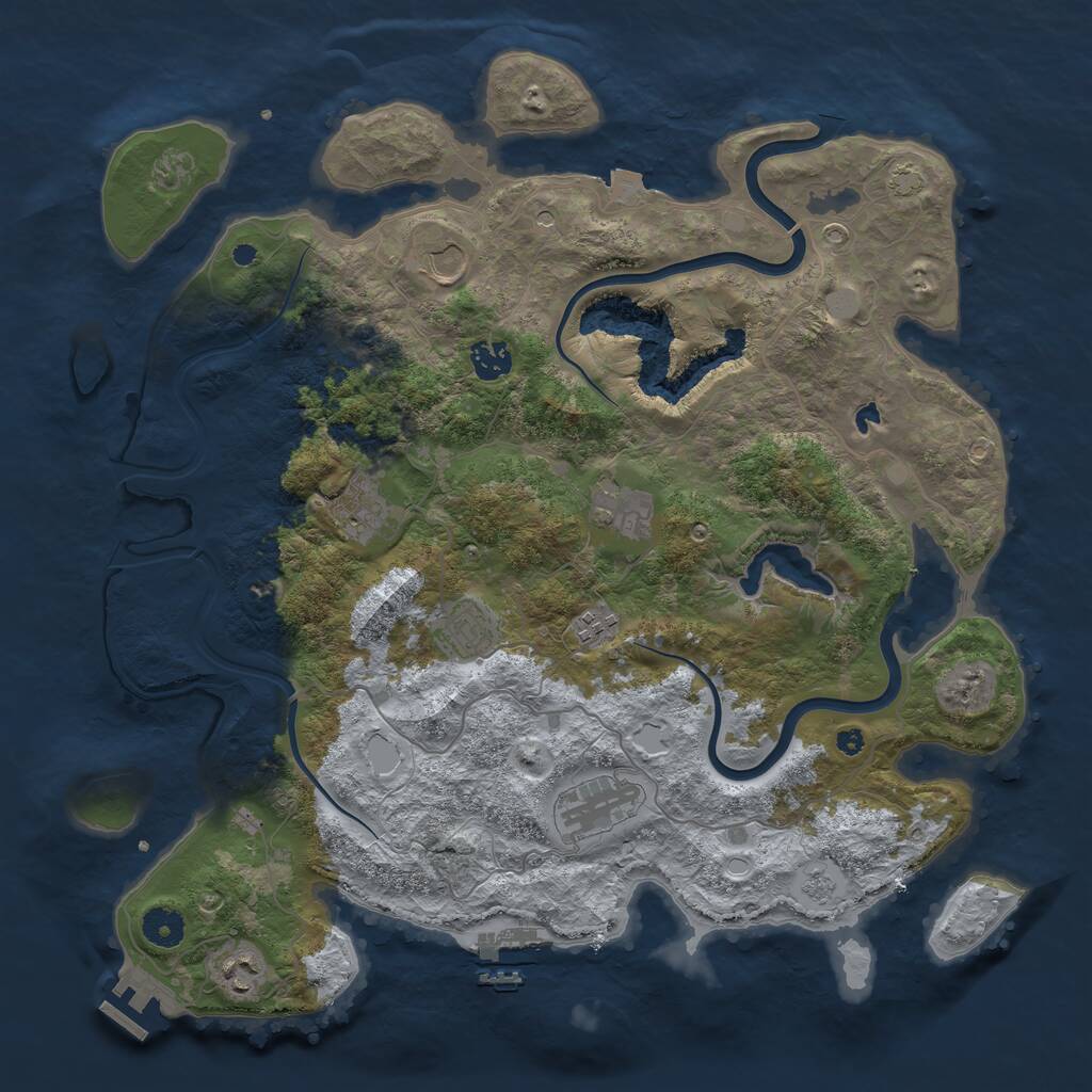 Rust Map: Procedural Map, Size: 4000, Seed: 890130, 14 Monuments