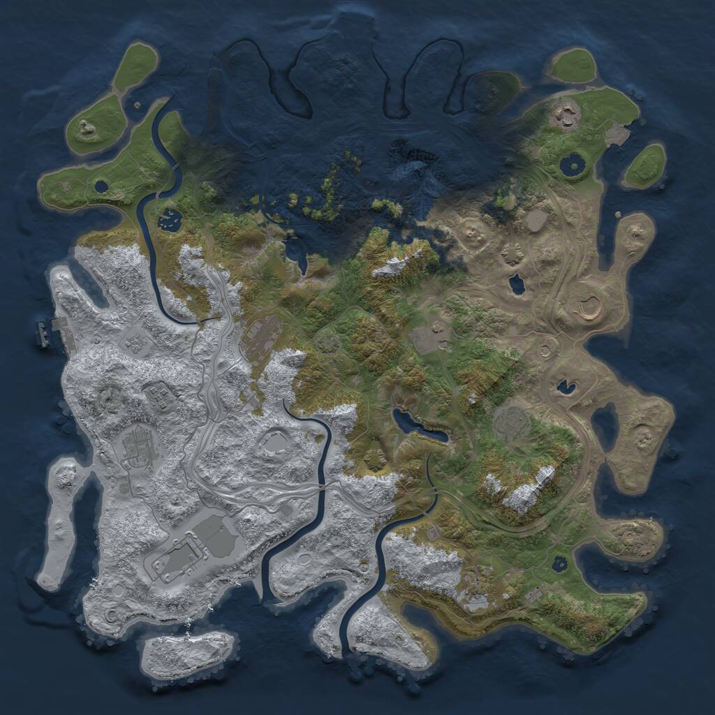 Rust Map: Procedural Map, Size: 4500, Seed: 911965, 16 Monuments
