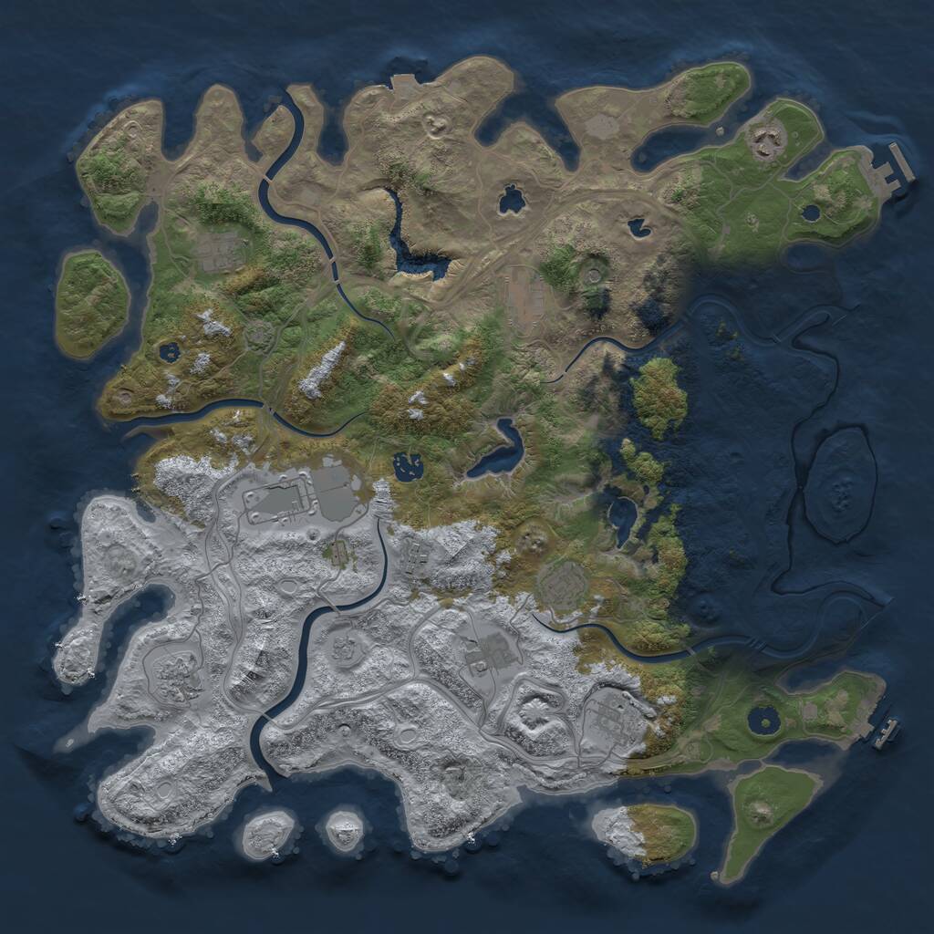 Rust Map: Procedural Map, Size: 4500, Seed: 417702, 16 Monuments
