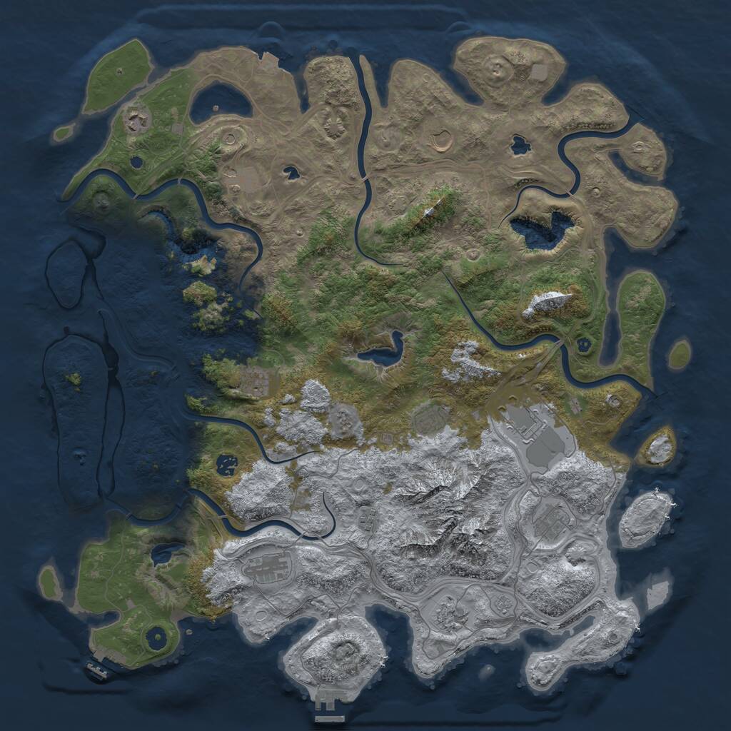 Rust Map: Procedural Map, Size: 5000, Seed: 724945, 17 Monuments
