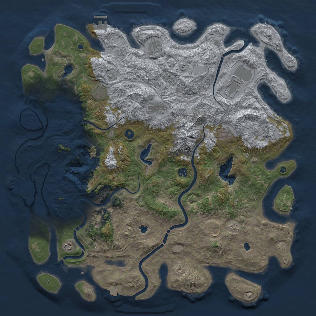 Rust Map: Procedural Map, Size: 5000, Seed: 660134, 16 Monuments