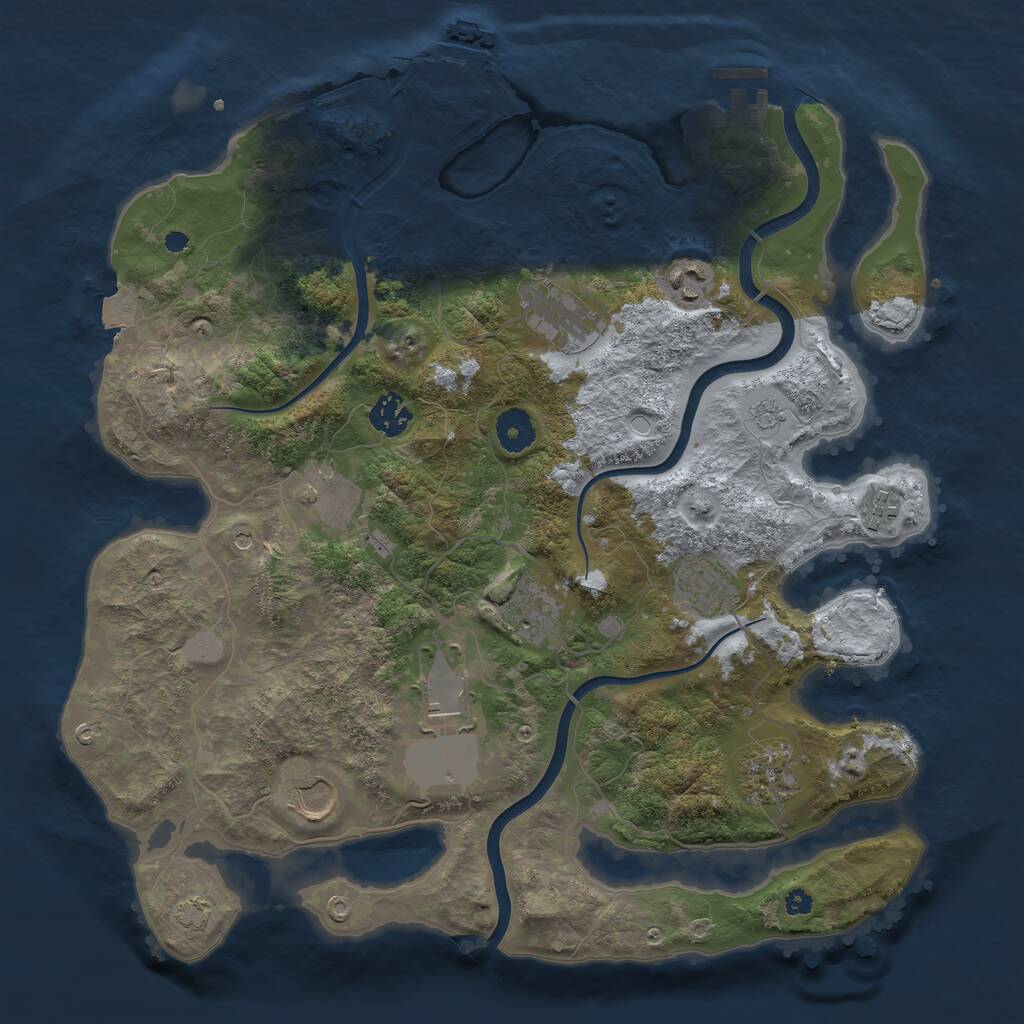 Rust Map: Procedural Map, Size: 3750, Seed: 444711, 16 Monuments