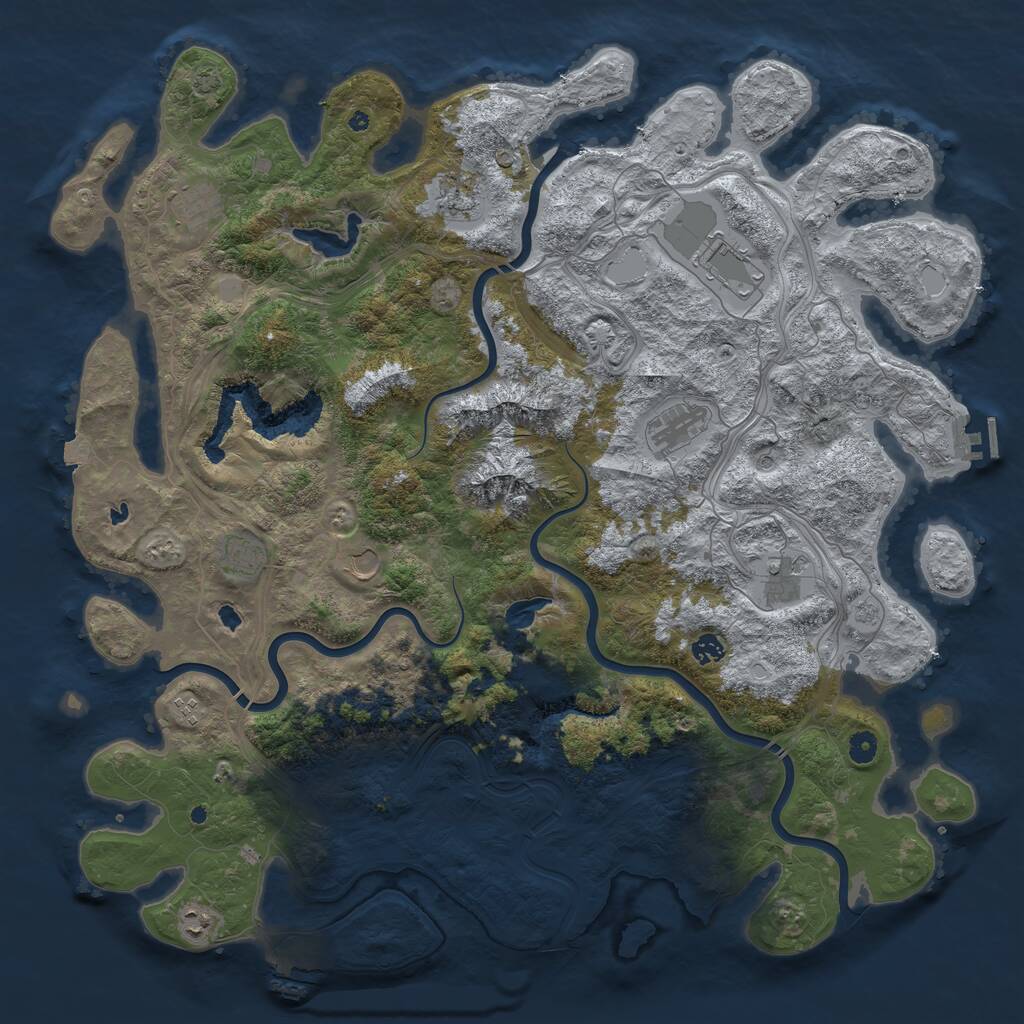 Rust Map: Procedural Map, Size: 5000, Seed: 534784, 16 Monuments