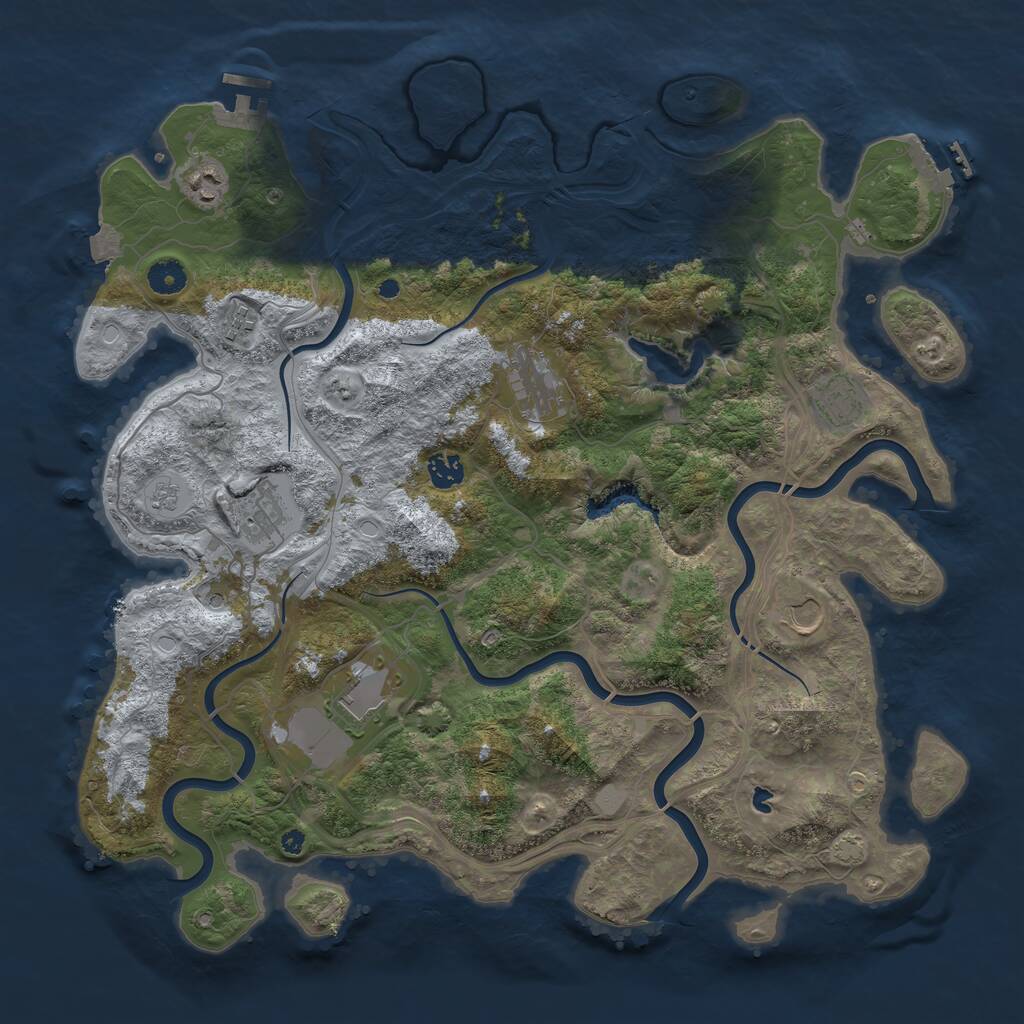 Rust Map: Procedural Map, Size: 4250, Seed: 598141, 14 Monuments