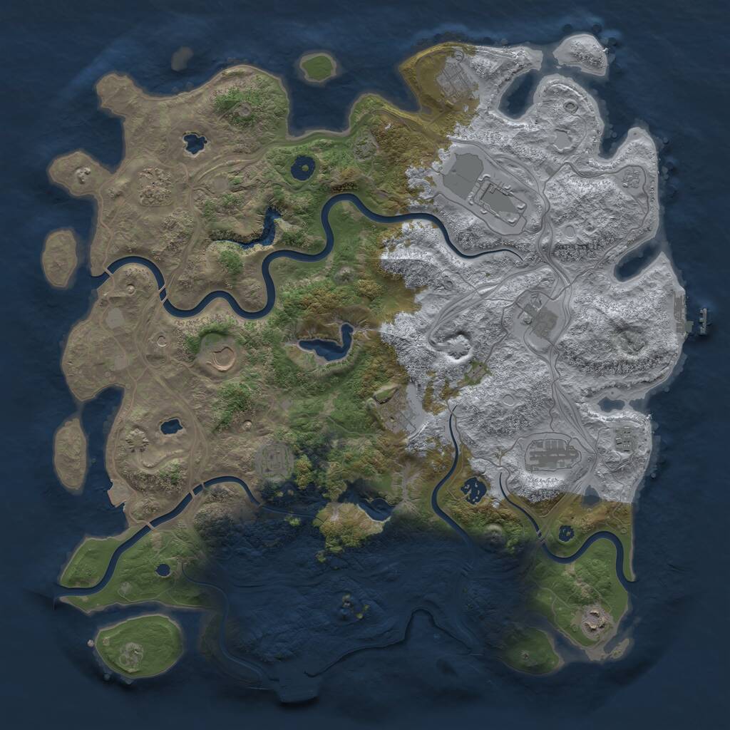Rust Map: Procedural Map, Size: 4500, Seed: 591214, 17 Monuments