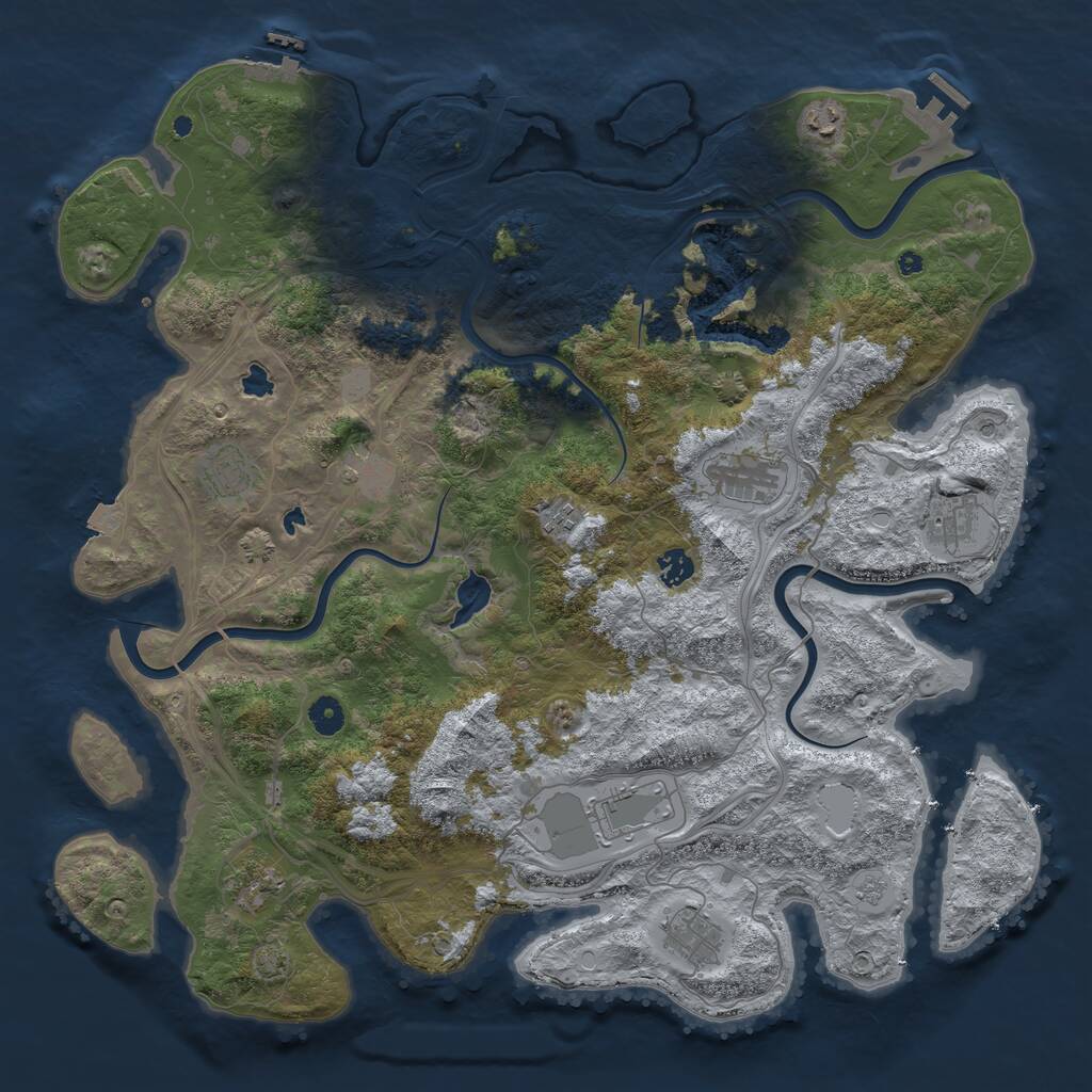 Rust Map: Procedural Map, Size: 4500, Seed: 491417720, 16 Monuments
