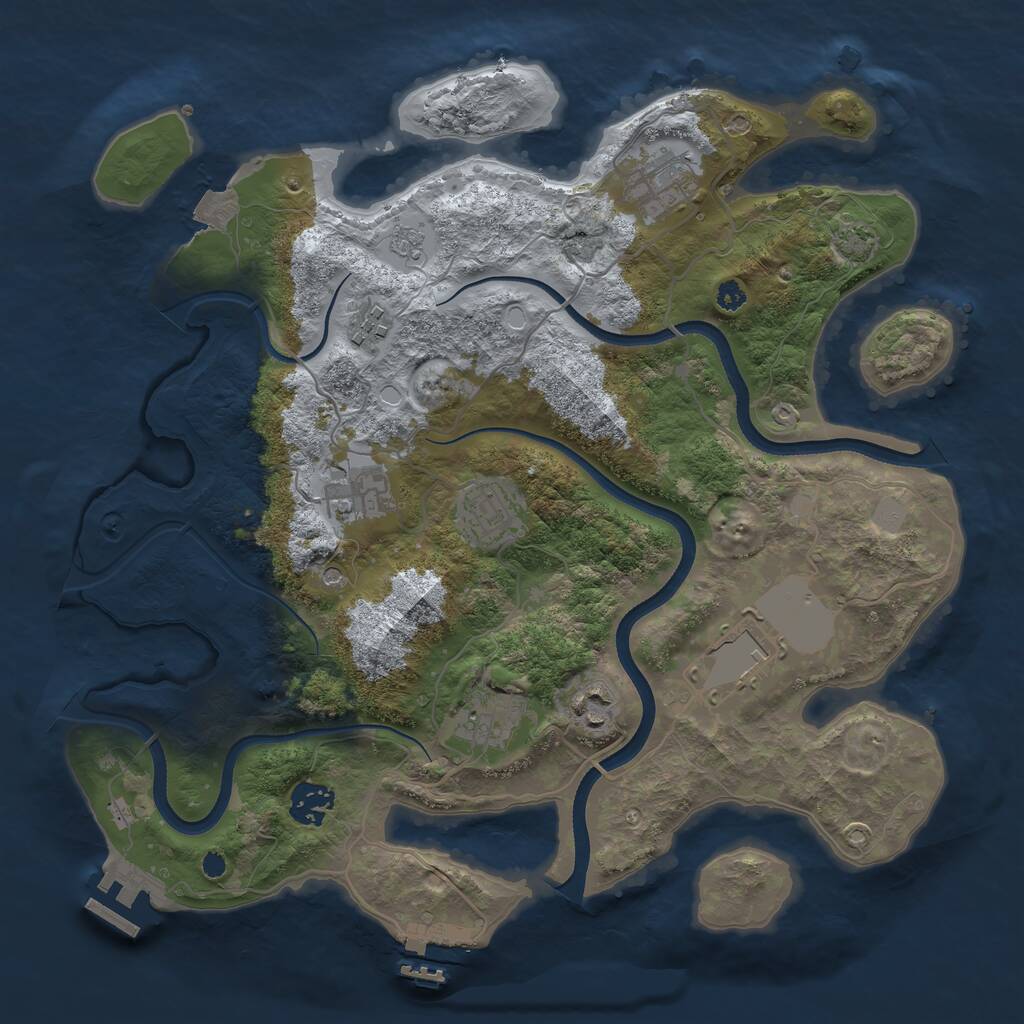 Rust Map: Procedural Map, Size: 3500, Seed: 743876, 14 Monuments